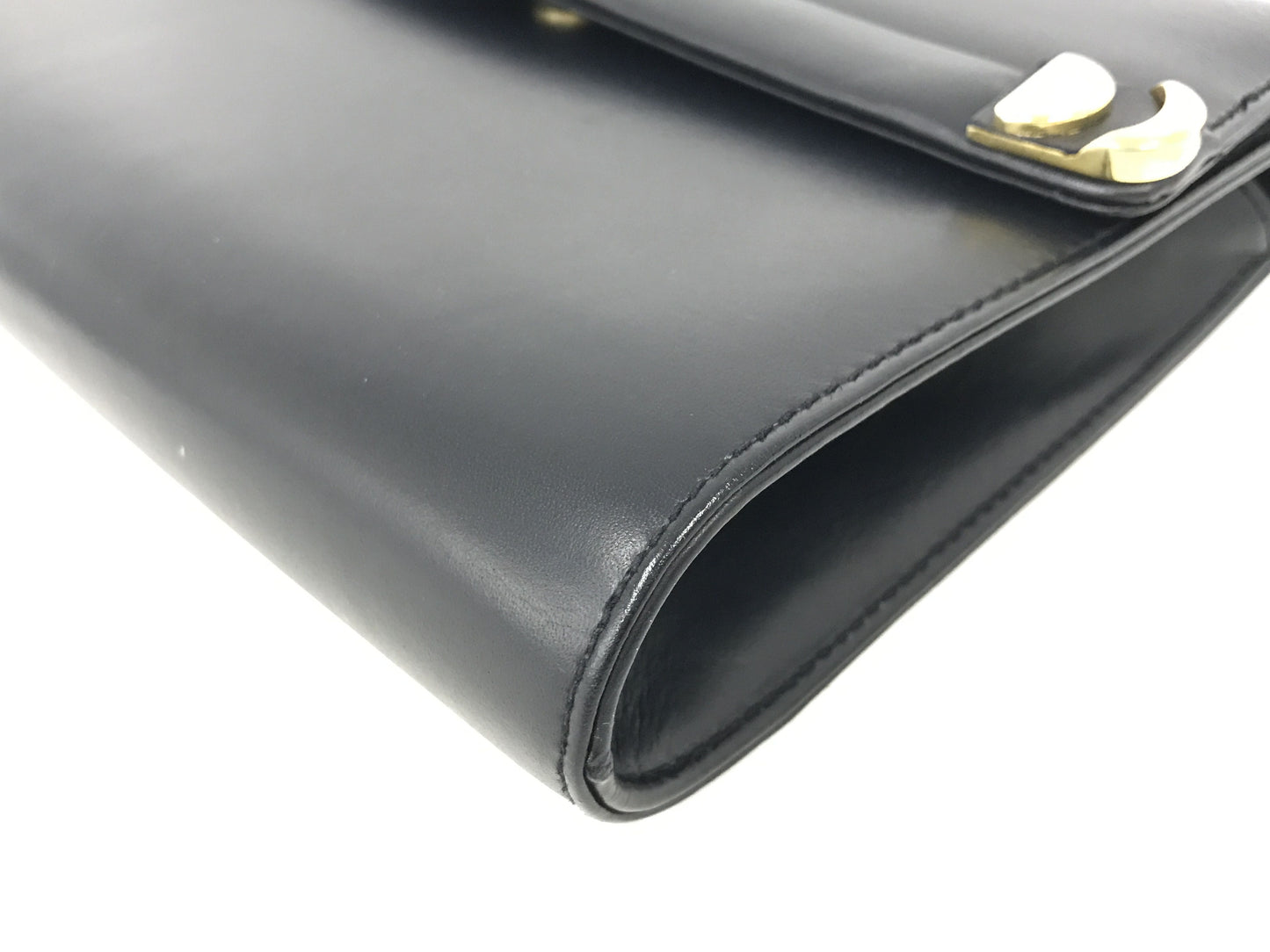 GUCCI VINTAGE 100% Authentic Genuine Leather Clutch / Cross Body Two Way Bag, Late 70's - Early 80's, Black, Good Condition