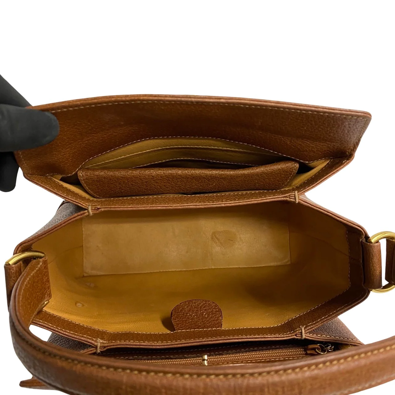 GUCCI VINTAGE 100% Authentic Genuine Leather Bamboo Turn Lock Two-way Shoulder Bag, Brown, 1990's, Great Condition, Grade AB