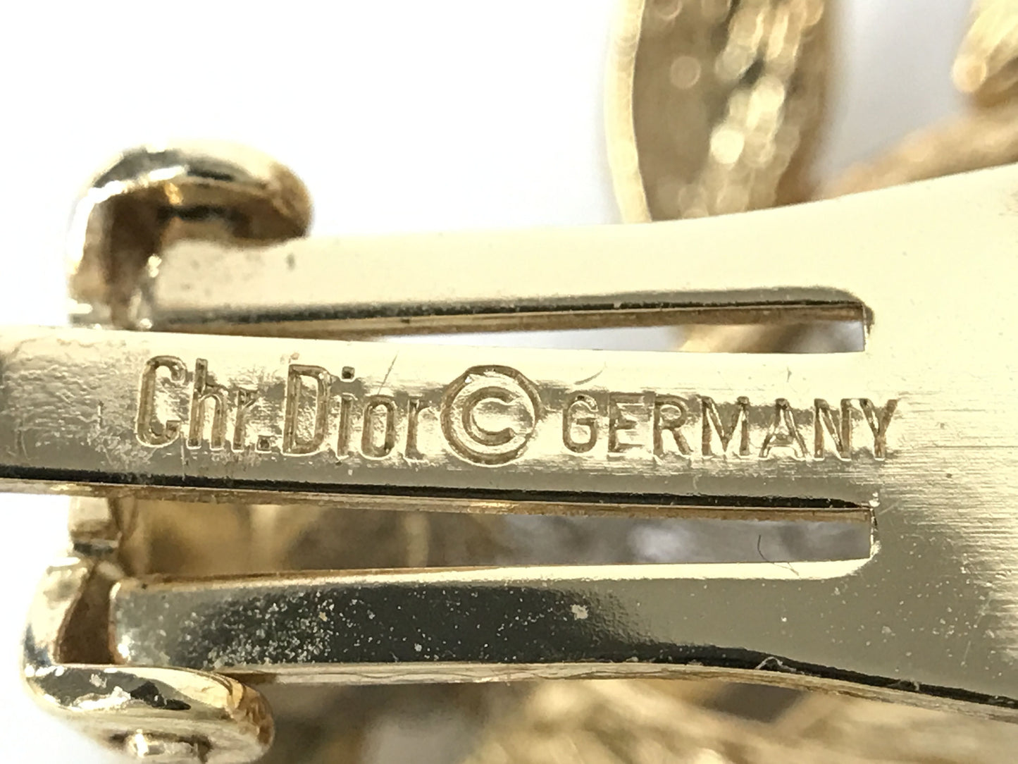 CHRISTIAN DIOR VINTAGE, 100% Authentic Genuine Clipped On Earrings, Embossed Floral and Leaves, Gold and Silver, 1990's, Grade AB