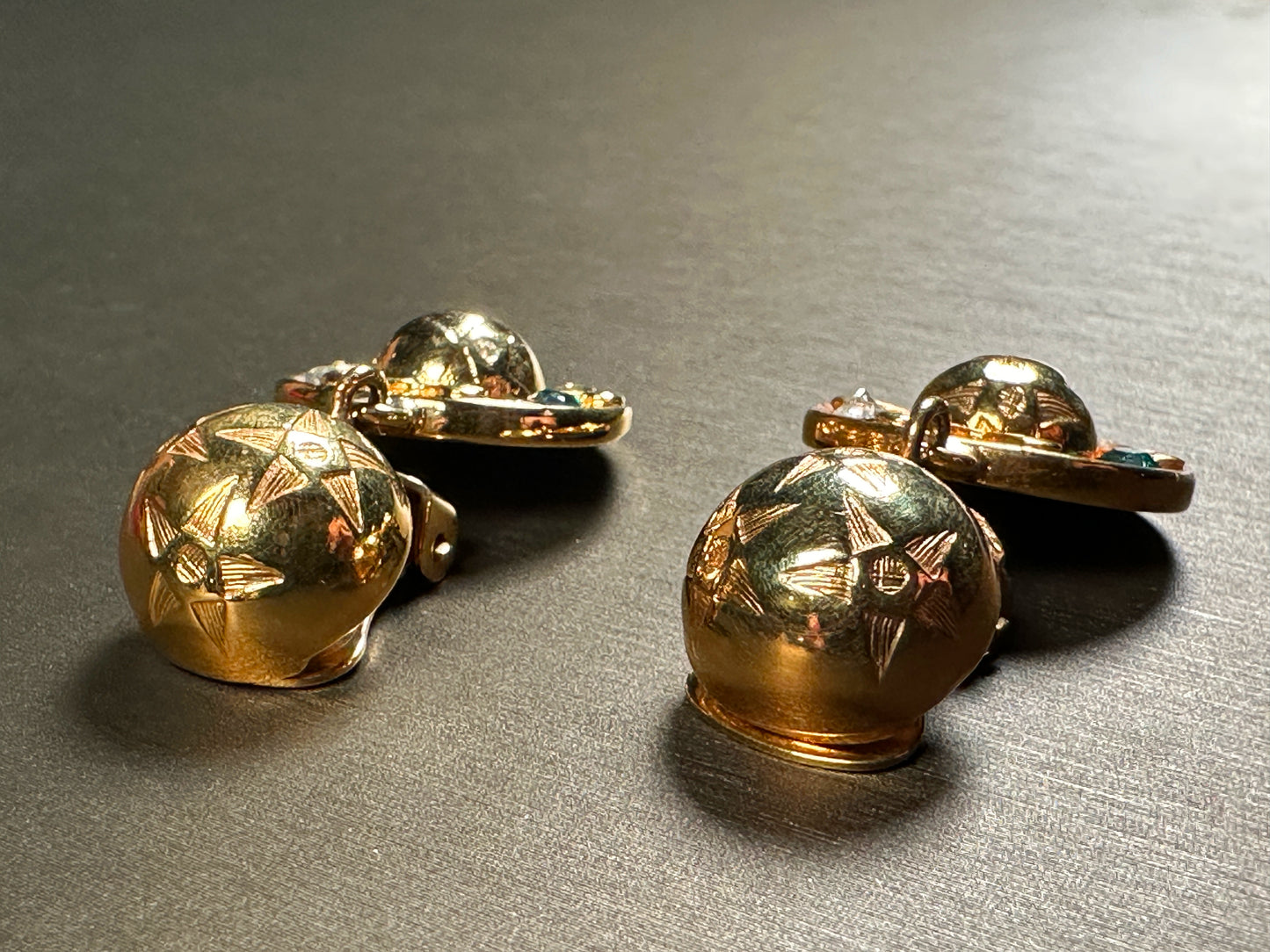 CELINE VINTAGE 100% Authentic Genuine Clip On Earrings in Gold, 1990's, Great Condition, with Original Box