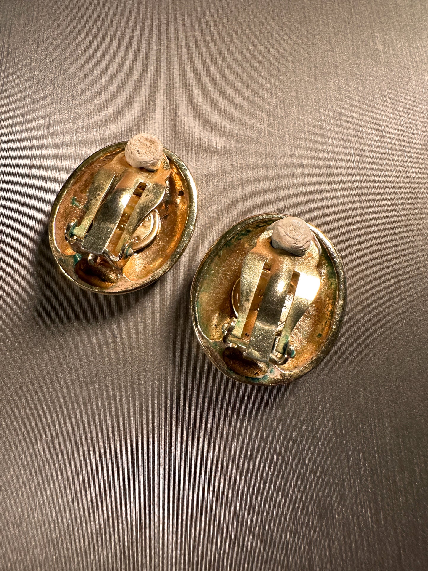 CHANEL Vintage 100% Authentic Genuine Mademoiselle Coco Lady Logo Clip-on Earrings, Gold, 1990's, Good Condition, with Original Box