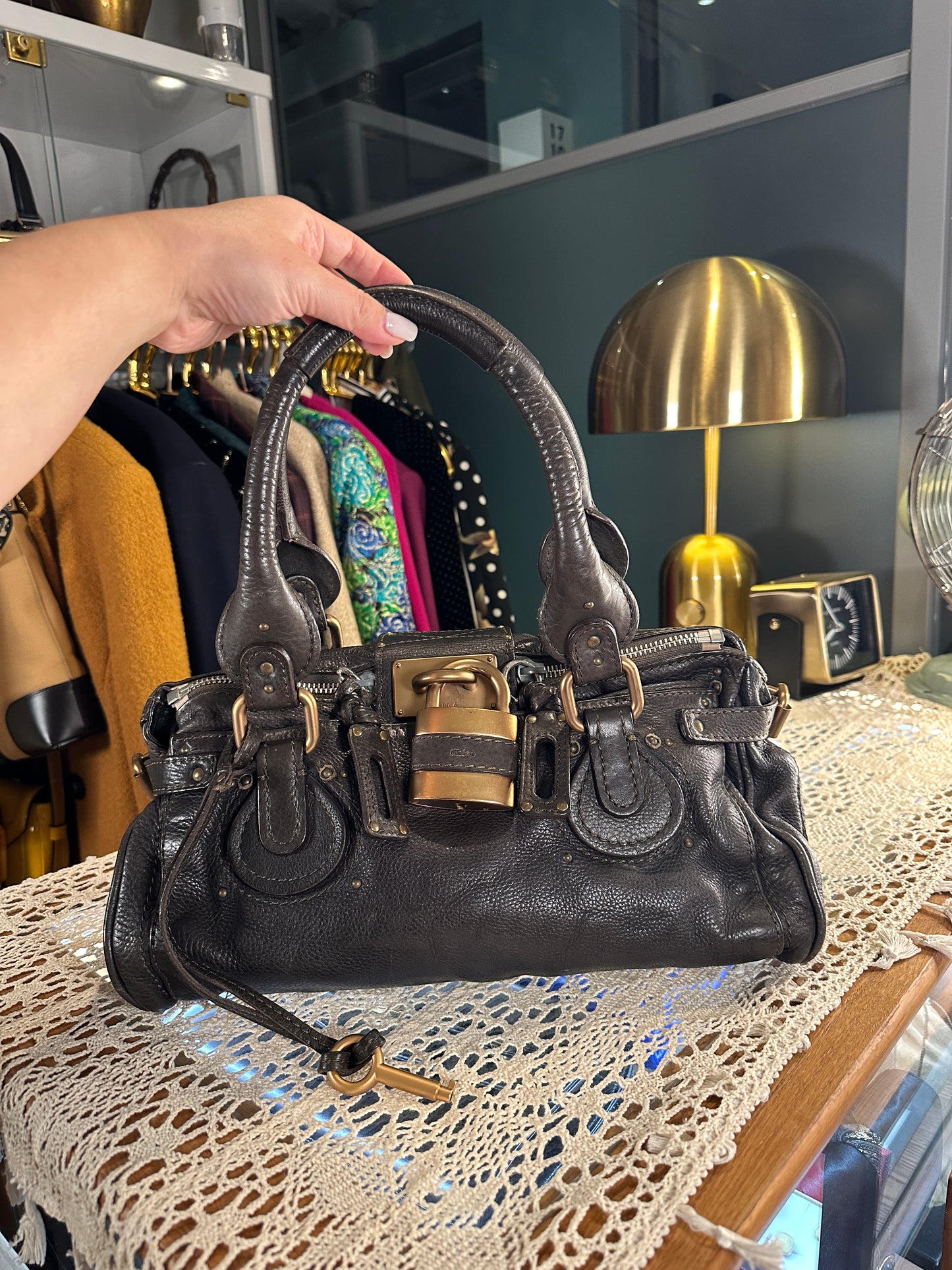 CHLOE Vintage 100% Authentic Genuine Paddington Handbag, Grey, Great Condition
