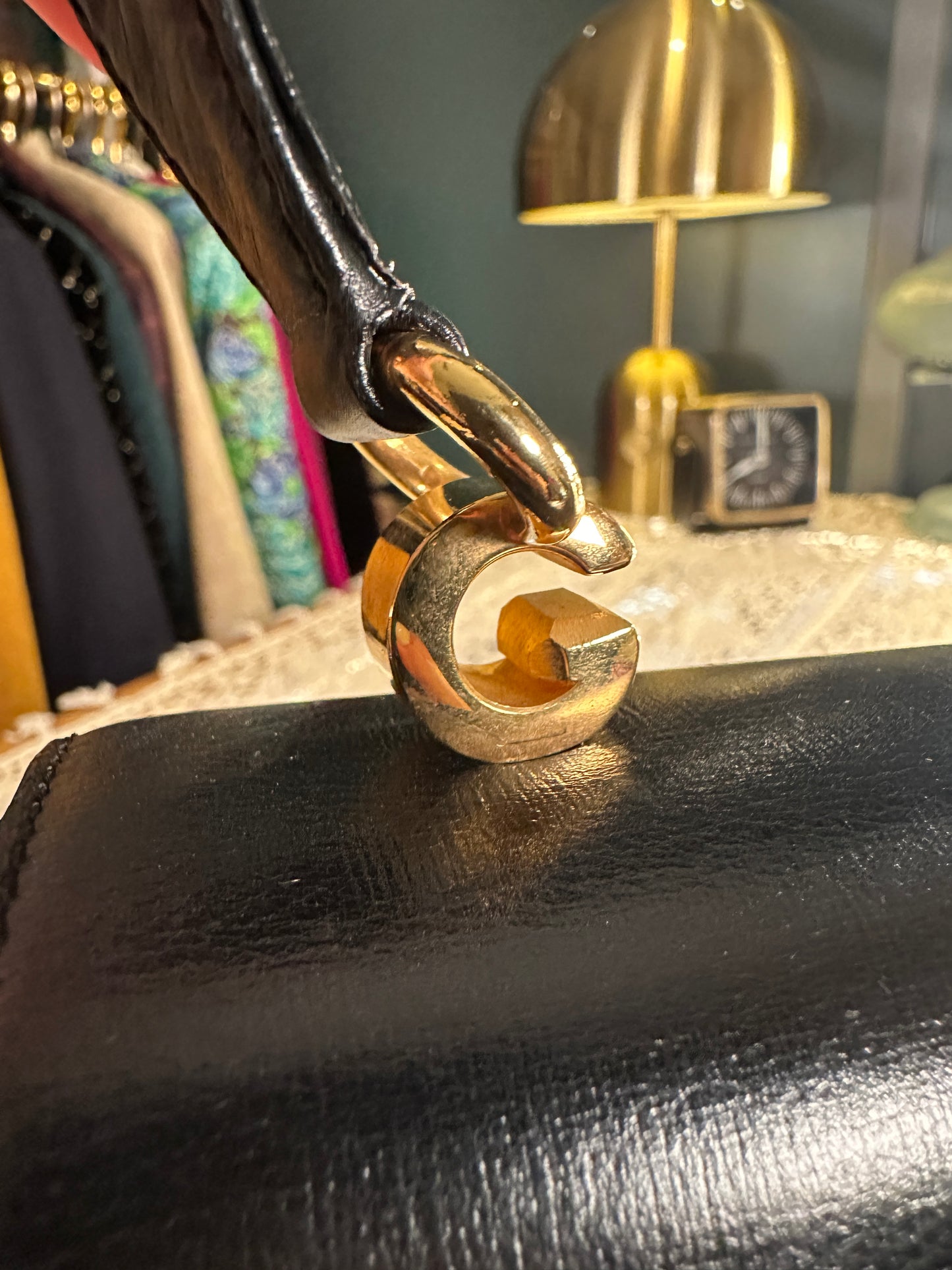 GUCCI VINTAGE 100% Authentic Genuine Top Handle Handbag with GG Buckle, 1980's, Good Condition