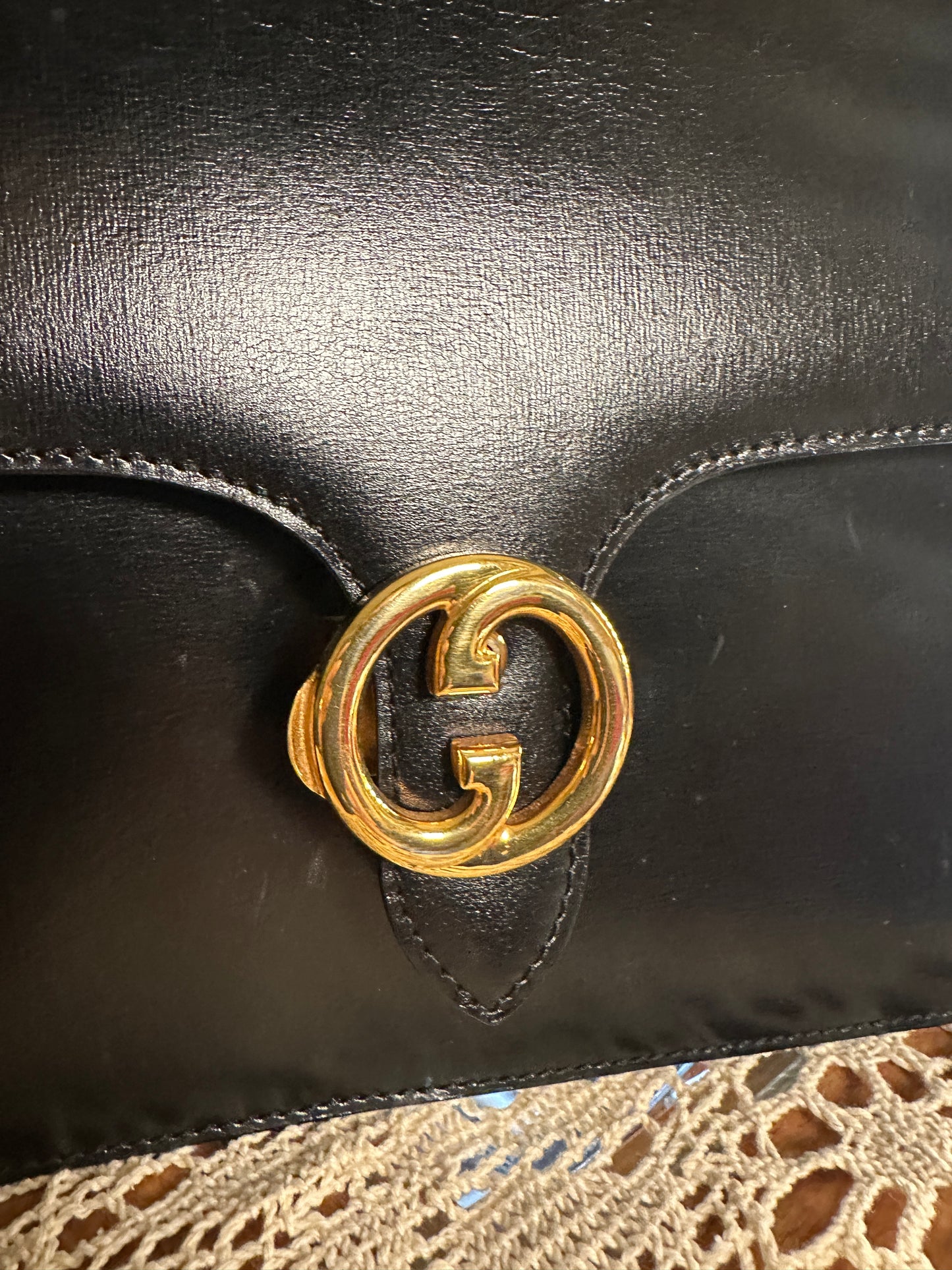 GUCCI VINTAGE 100% Authentic Genuine Top Handle Handbag with GG Buckle, 1980's, Good Condition