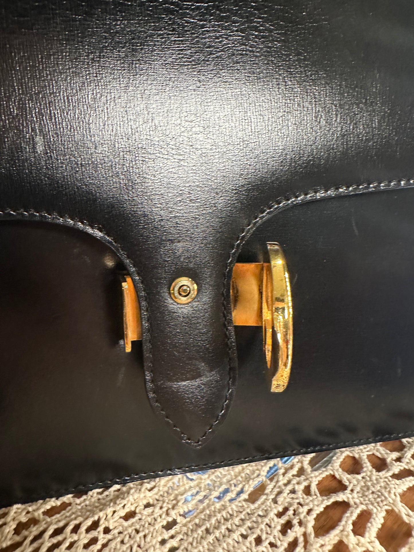 GUCCI VINTAGE 100% Authentic Genuine Top Handle Handbag with GG Buckle, 1980's, Good Condition