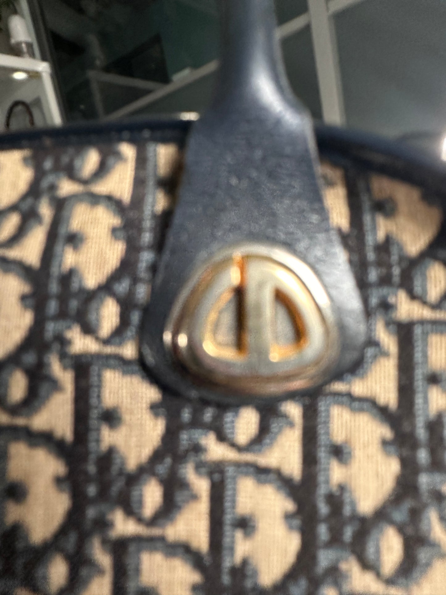 CHRISTIAN DIOR VINTAGE 100% Authentic Genuine Oblique Trotter Monogram Canvas Handbag, Blue, 2000's, Great Condition, Rare
