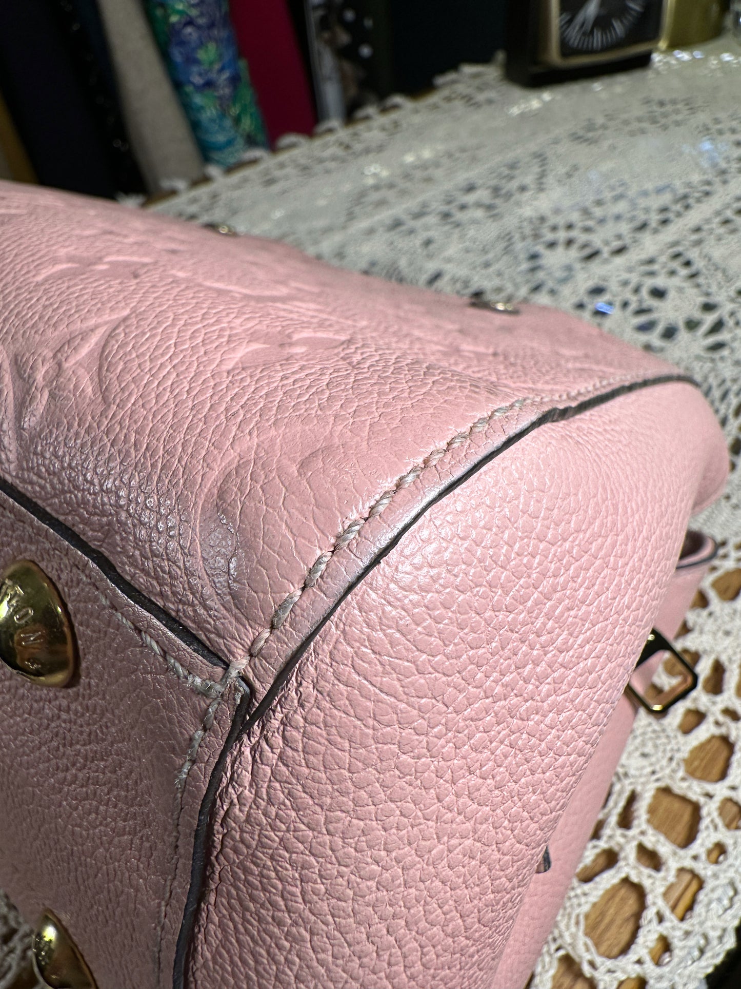 Louis Vuitton 100% Genuine Authentic Monogram Leather Montaigne Handbag, Pastel Pink, Great Condition