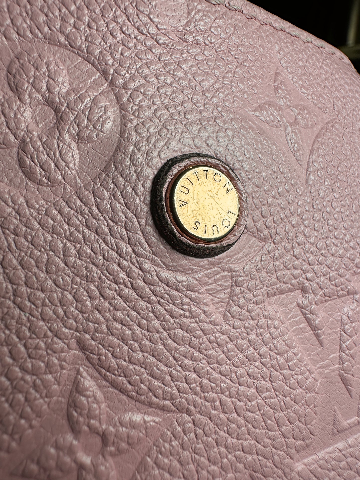 Louis Vuitton 100% Genuine Authentic Monogram Leather Montaigne Handbag, Pastel Pink, Great Condition