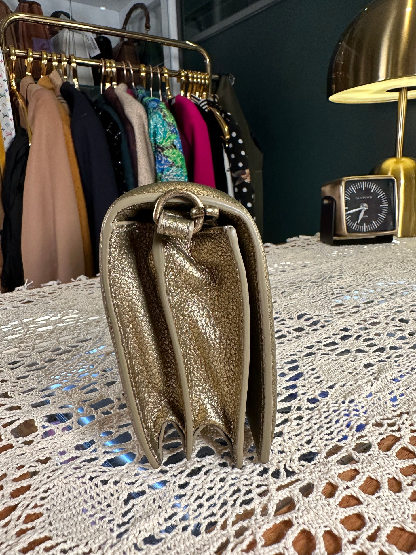 BOTTEGA VENETA 100% Authentic Genuine City Knot Two-way Shoulder Bag, Metallic Khaki, Great Condition