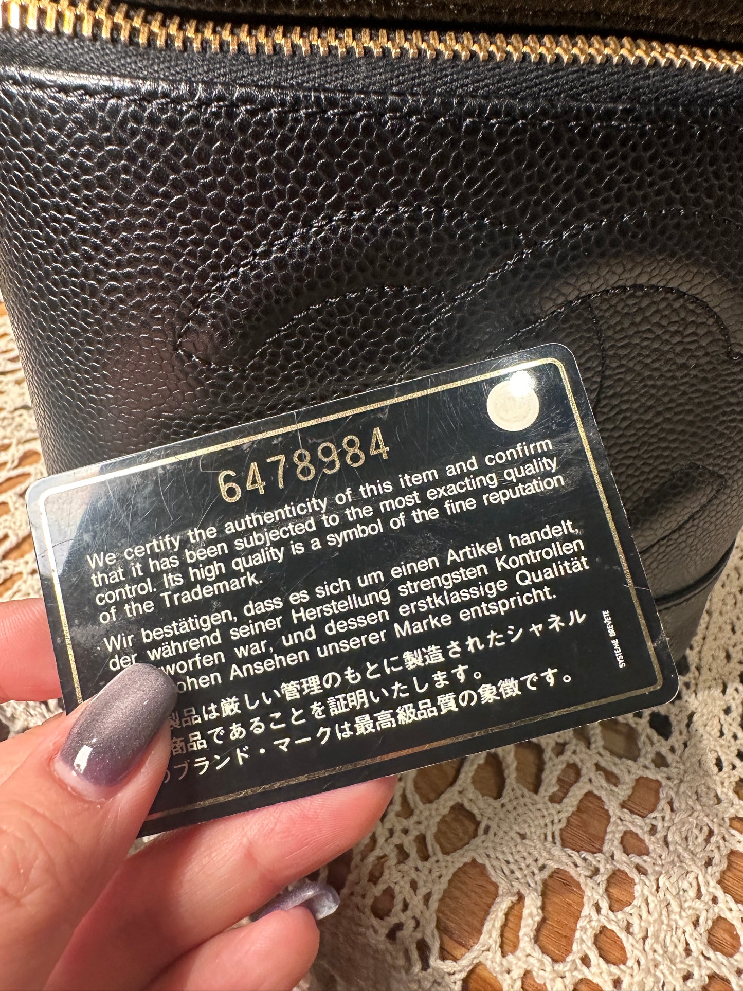 CHANEL VINTAGE 100% Authentic Genuine Leather Makeup Vanity Case Bag, Series 6, 2000-2002, Black, , Good Condition