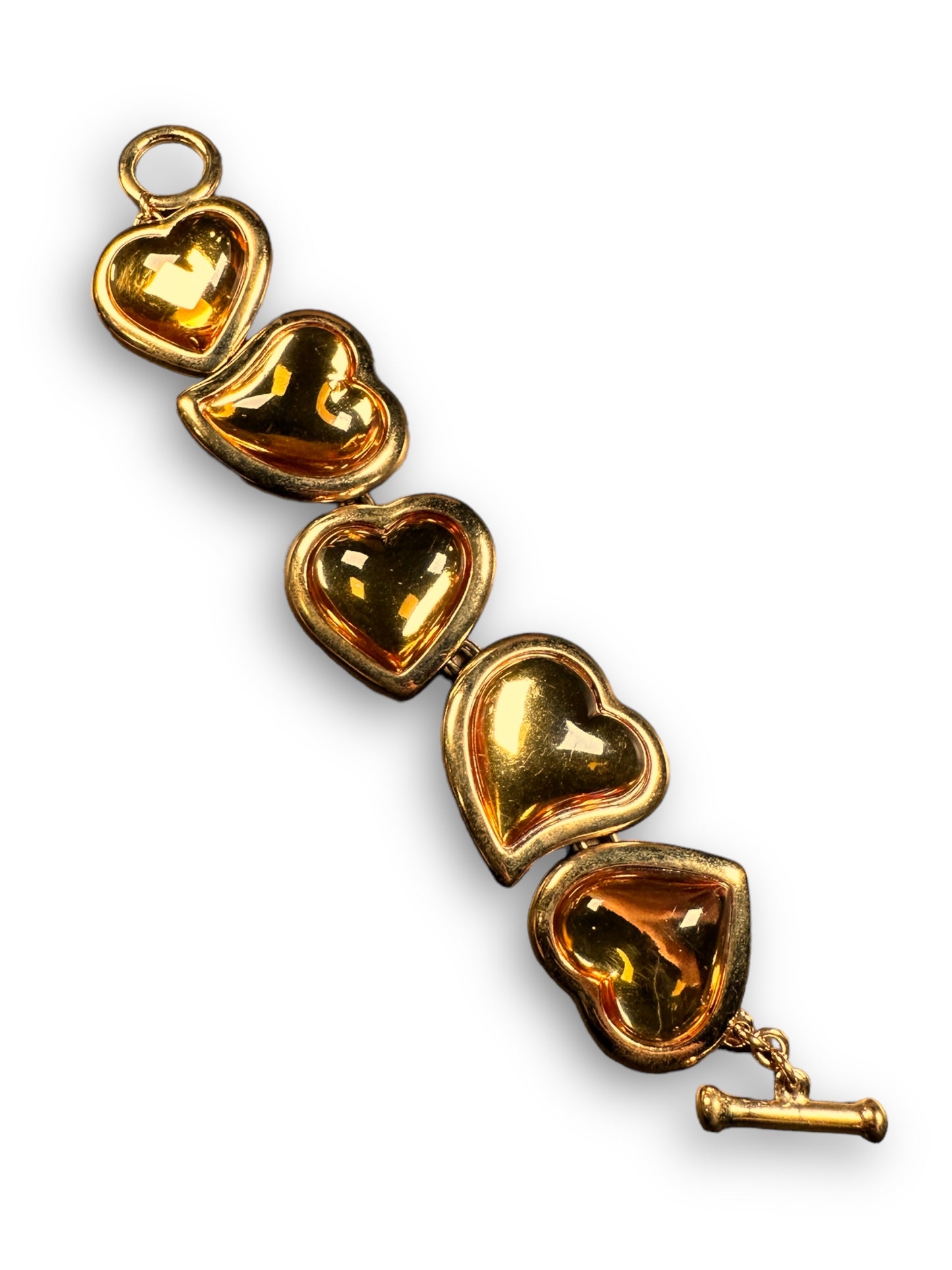 YVES SAINT LAURENT VINTAGE 100% Authentic Hearts Bracelet, O/T Toggle, 17cm, 1990's, Great Condition