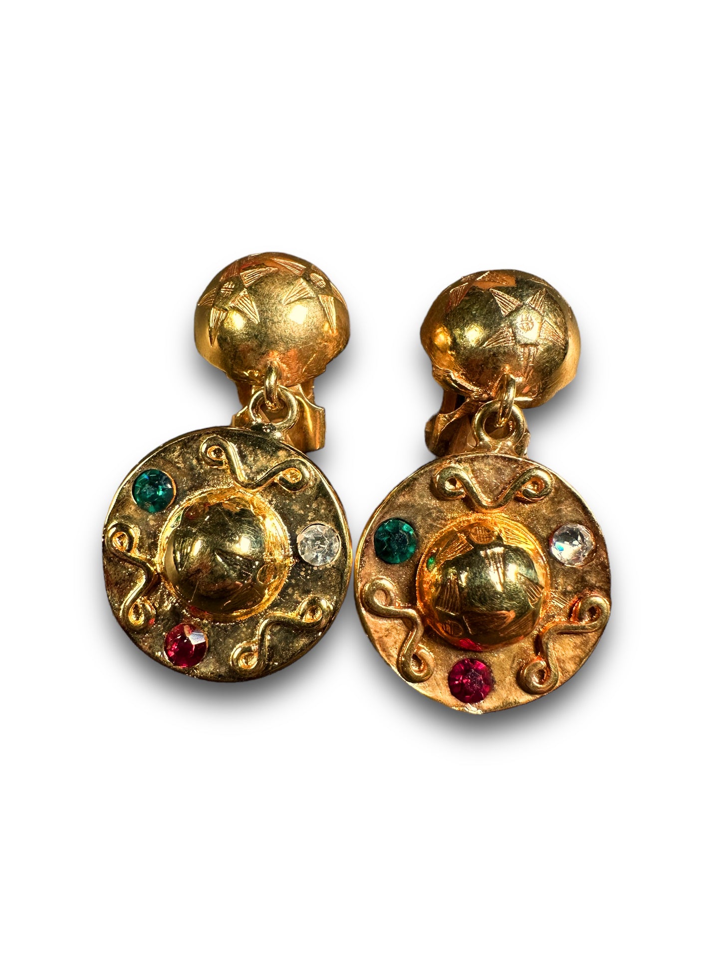 CELINE VINTAGE 100% Authentic Genuine Clip On Earrings in Gold, 1990's, Great Condition, with Original Box