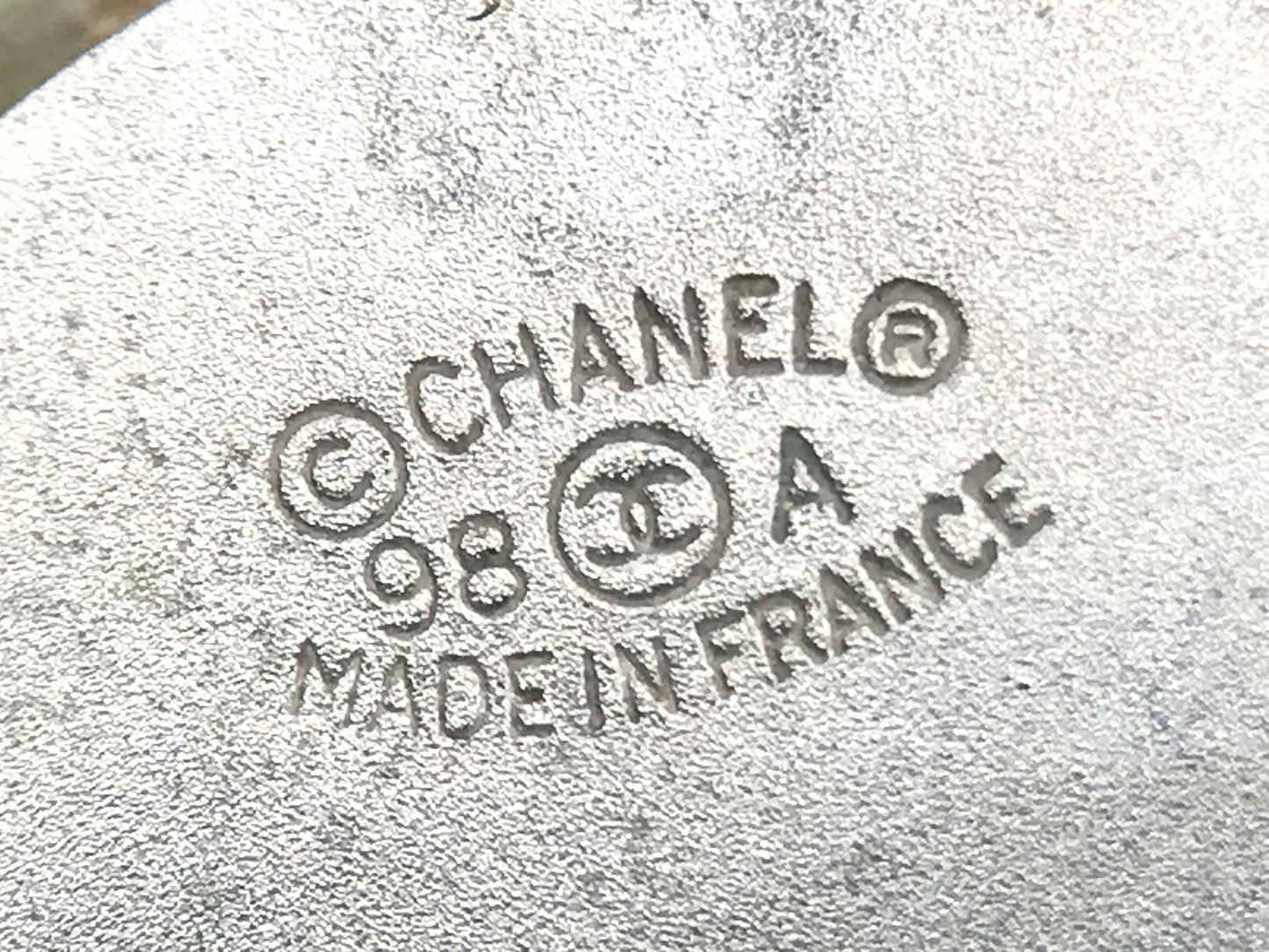 CHANEL VINTAGE 100% Authentic Genuine Camellia Mother of Pearl Clip On Logo Earrings, 1990's, Made In France