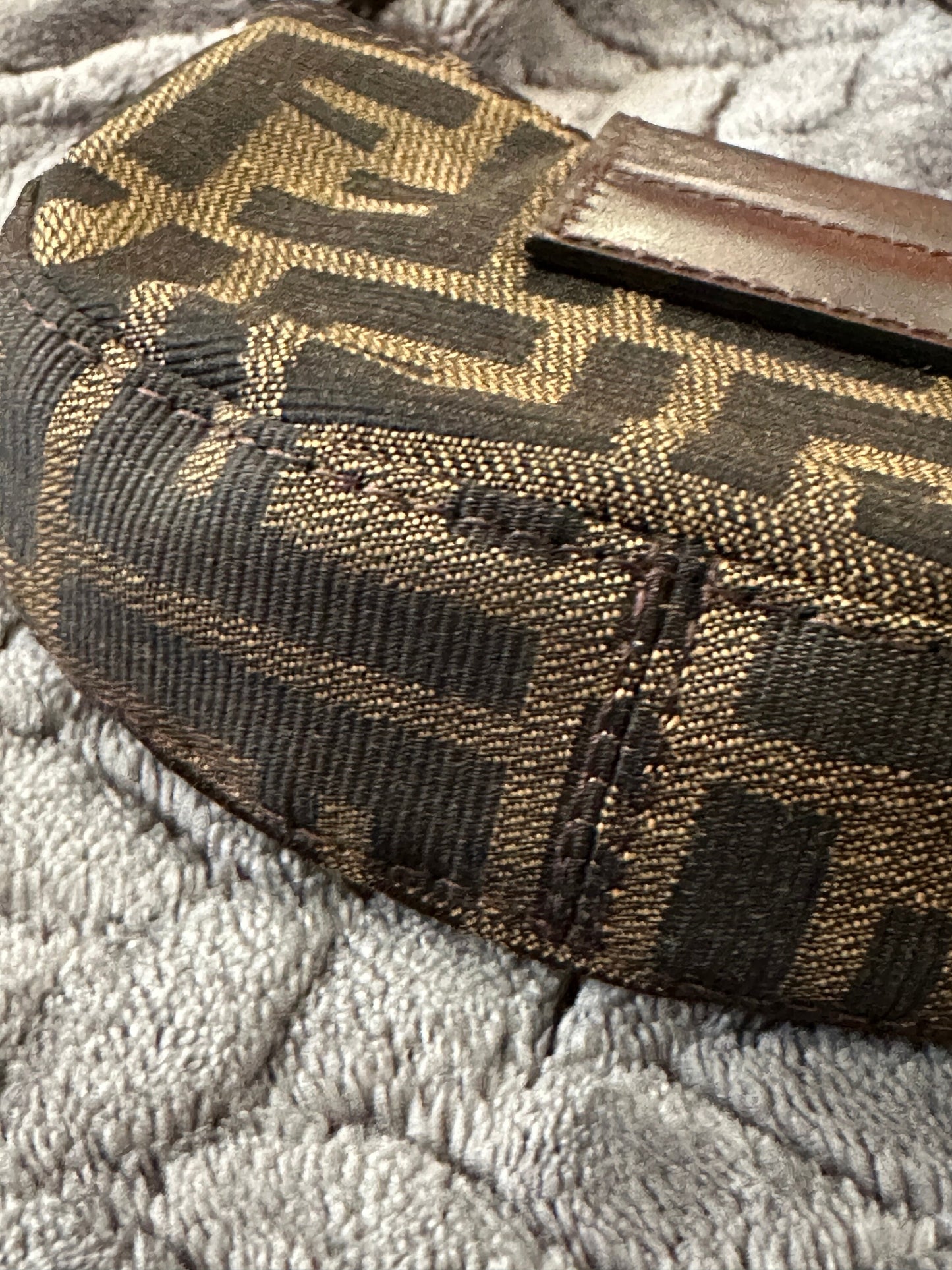 FENDI VINTAGE, 100% Authentic Genuine, Monogram Micro Hand Bag, FF Logo Canvas with Brown Leather Strap, 1990's, Great Condition, Rare