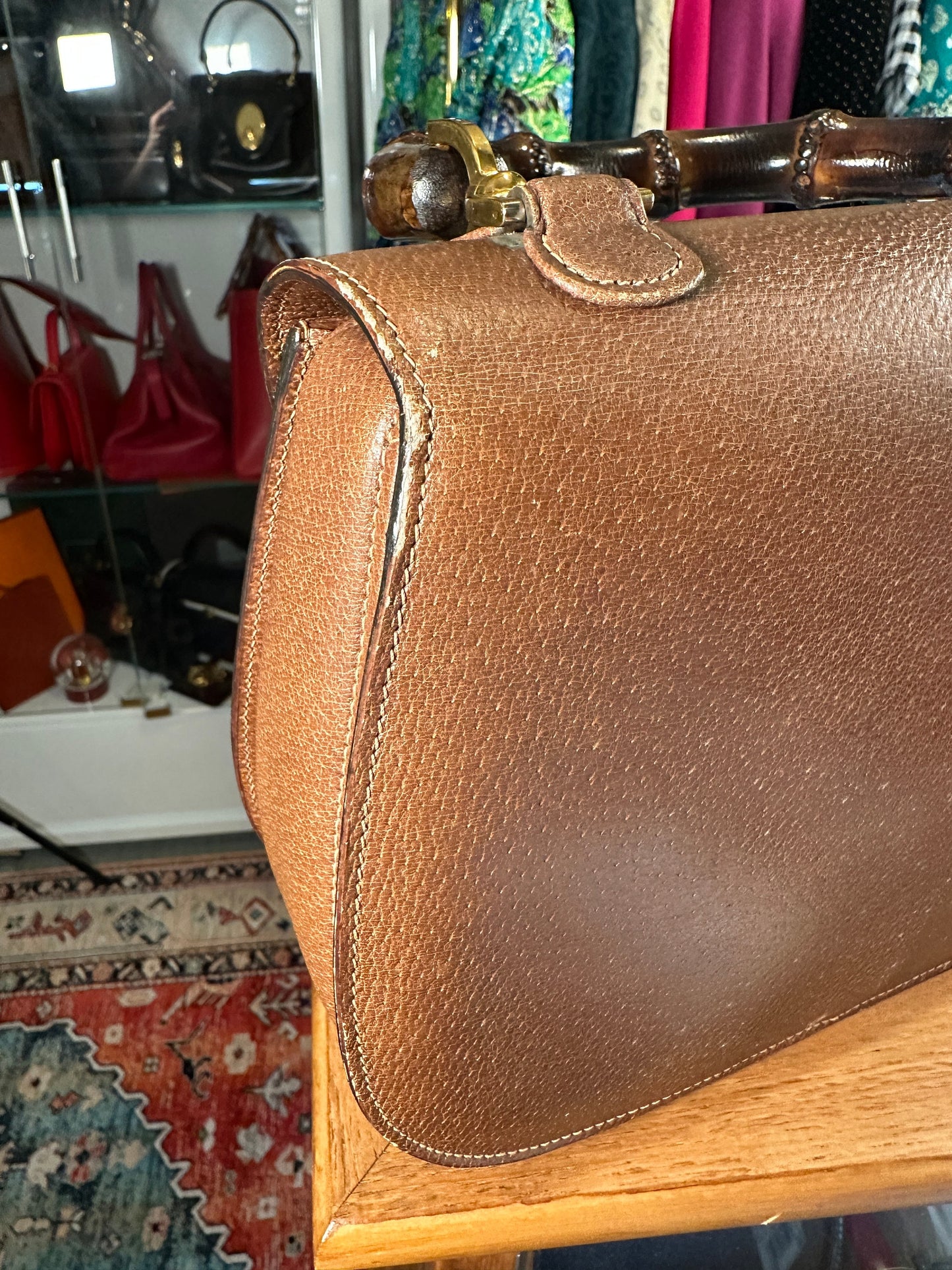 GUCCI VINTAGE 100% Authentic Genuine Iconic 1947 Bamboo Handle Shoulder Bag, Brown Colour, 1980's, Great Condition, Grade B