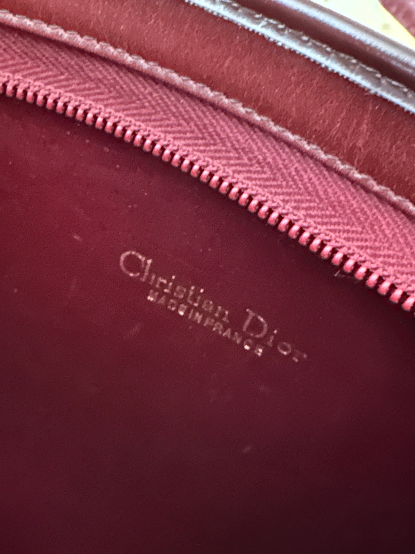 CHRISTIAN DIOR VINTAGE 100% Authentic Genuine Monogram Canvas and Leather Crossbody Bag, Wine Maroon Color, 1990's, Great Condition, Rare