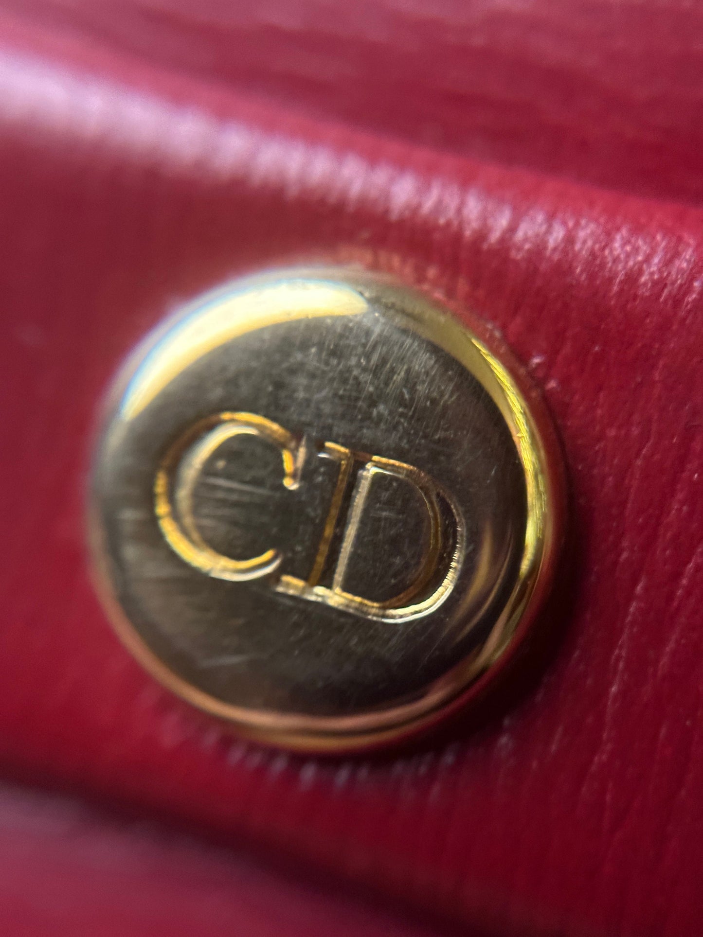 CHRISTIAN DIOR VINTAGE 100% Authentic Genuine Leather Hand Bag, Deep Red Color, 2000's, Great Condition, Rare