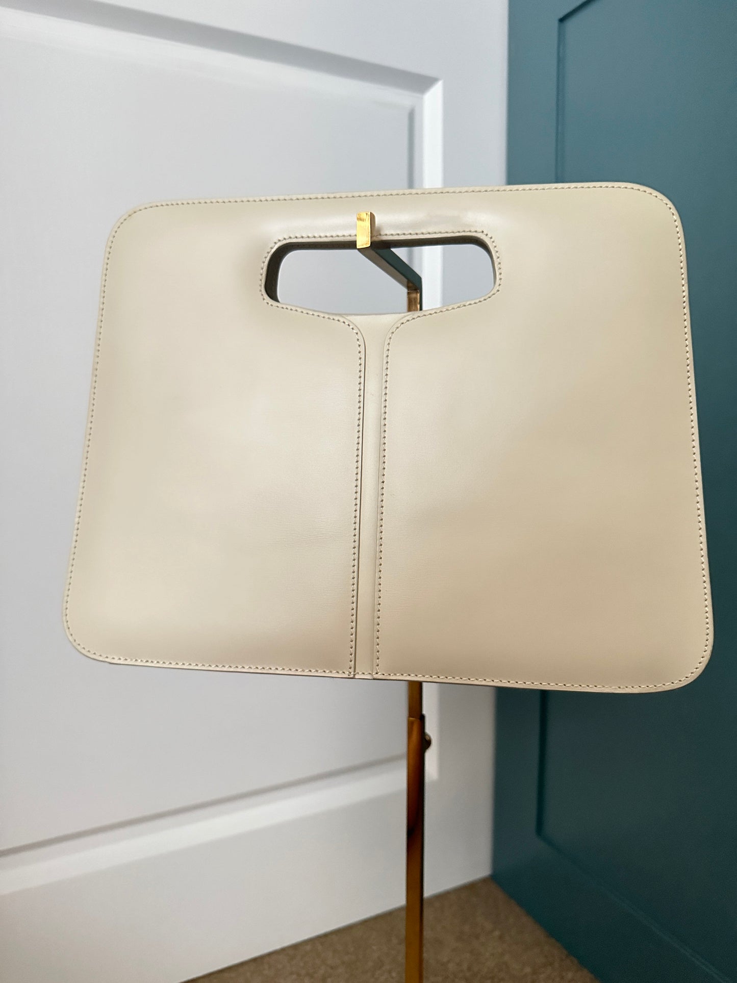 LOEWE VINTAGE 100% Authentic Genuine Leather Hand Bag, Off White, 2000, Great Condition, Rare