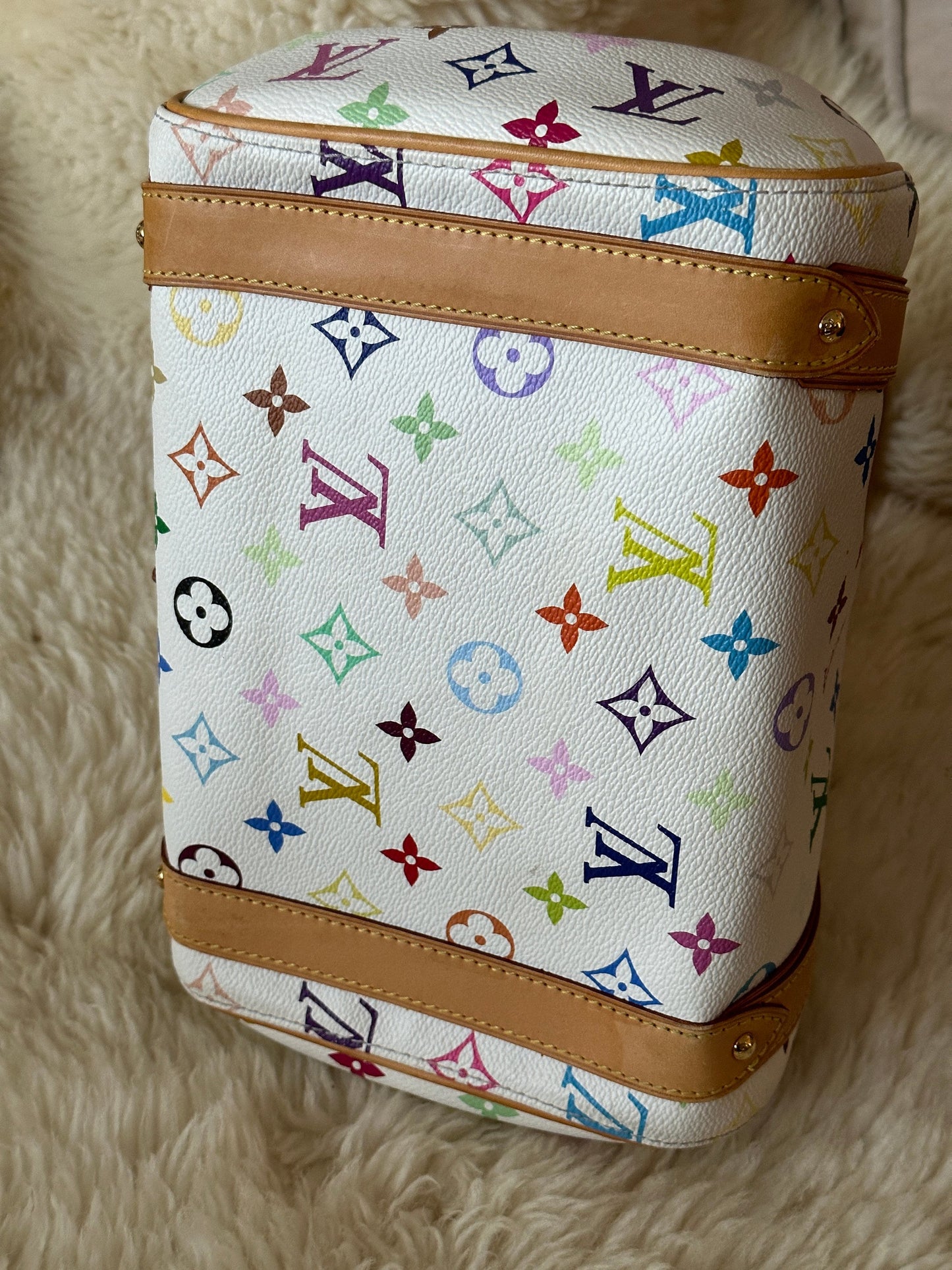 LOUIS VUITTON x Takashi Murakami VINTAGE 100% Authentic Genuine Handbag, Monogram Multi-color on White, 2000's, Great Condition