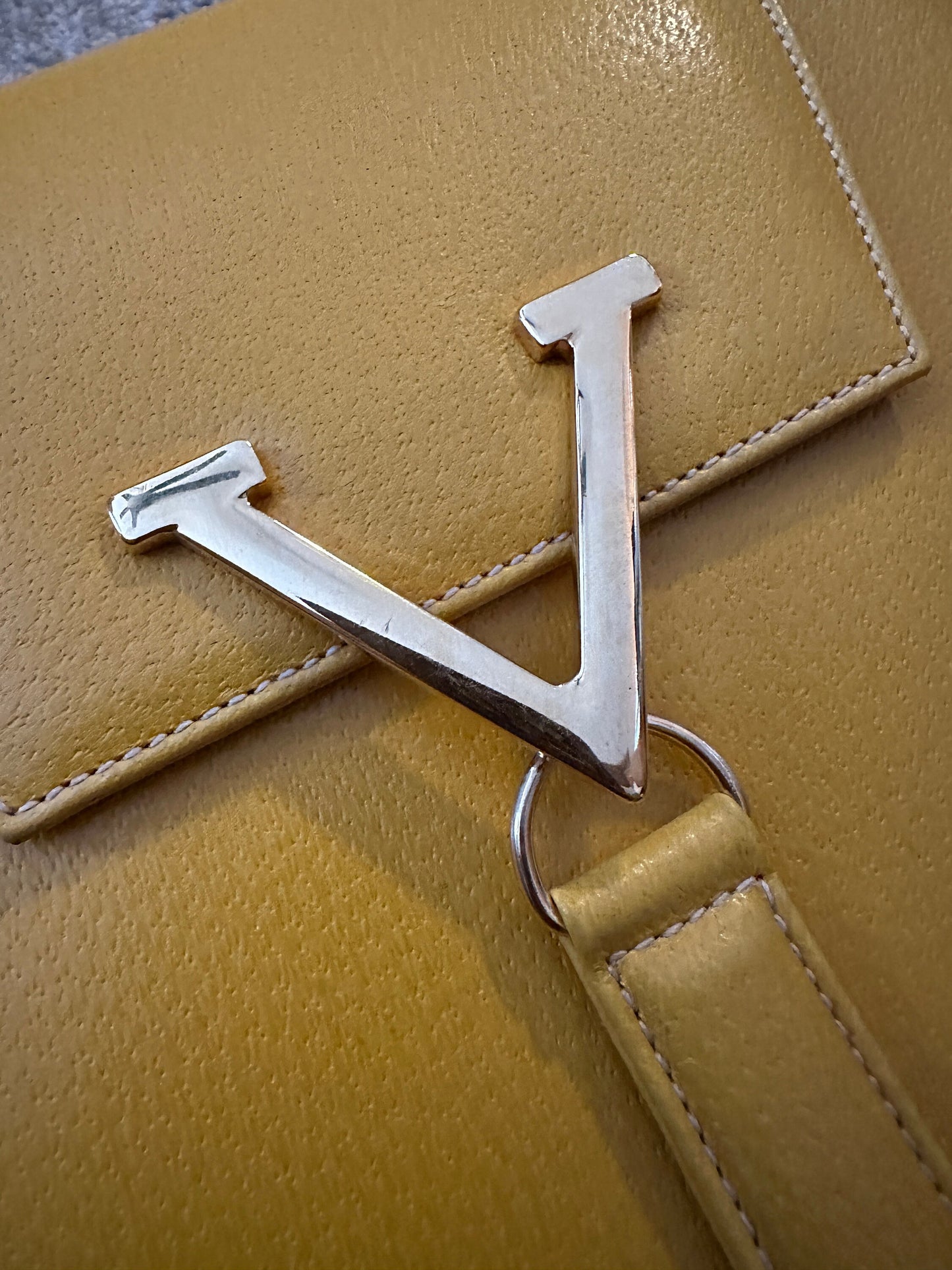 VALENTINO VINTAGE 100% Authentic Genuine Leather Handbag, Yellow, 1990's, Great Condition