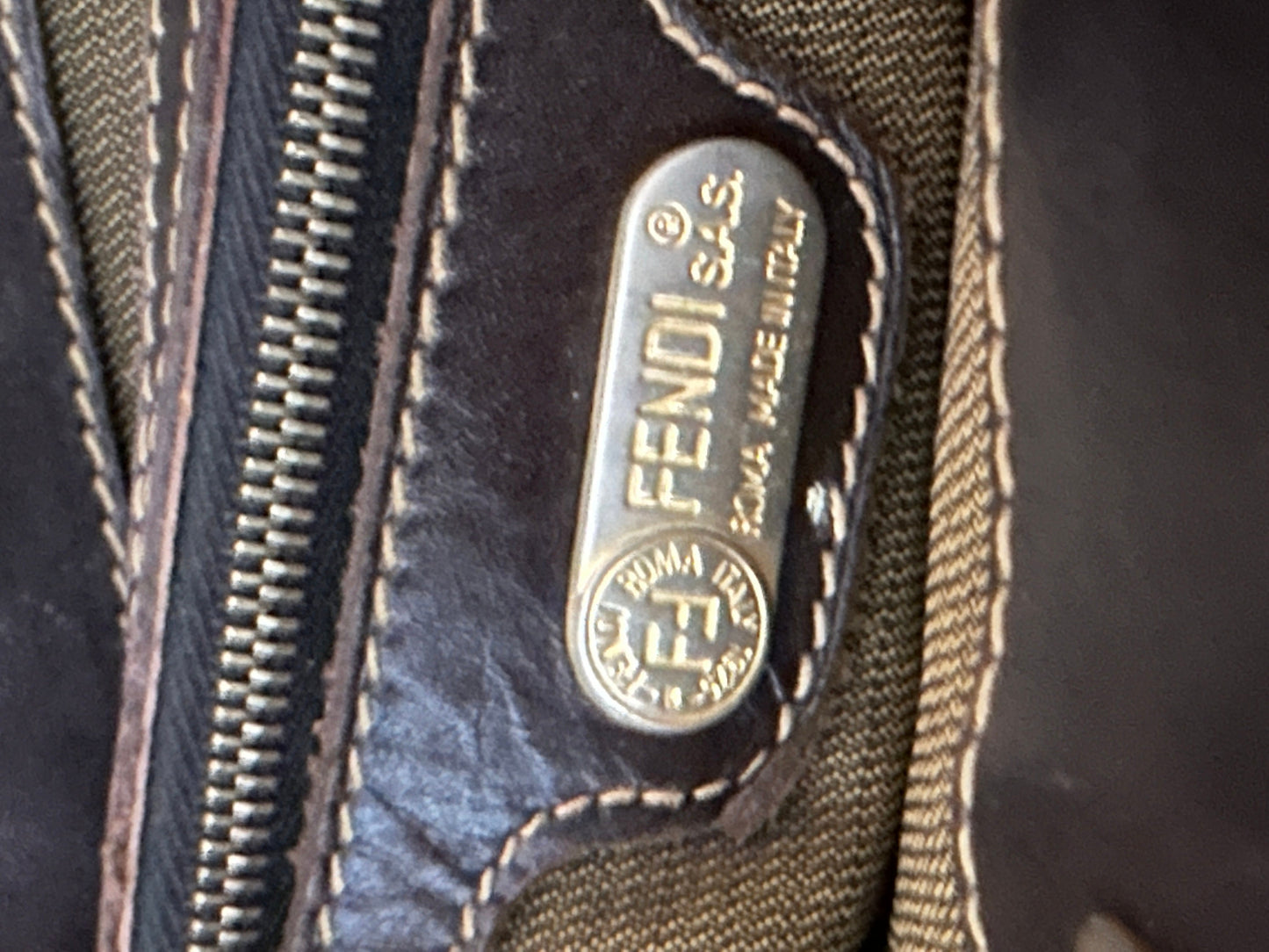 FENDI VINTAGE 100% Authentic Genuine Document Size Hand Bag, Monogram, 2000's, Good Condition