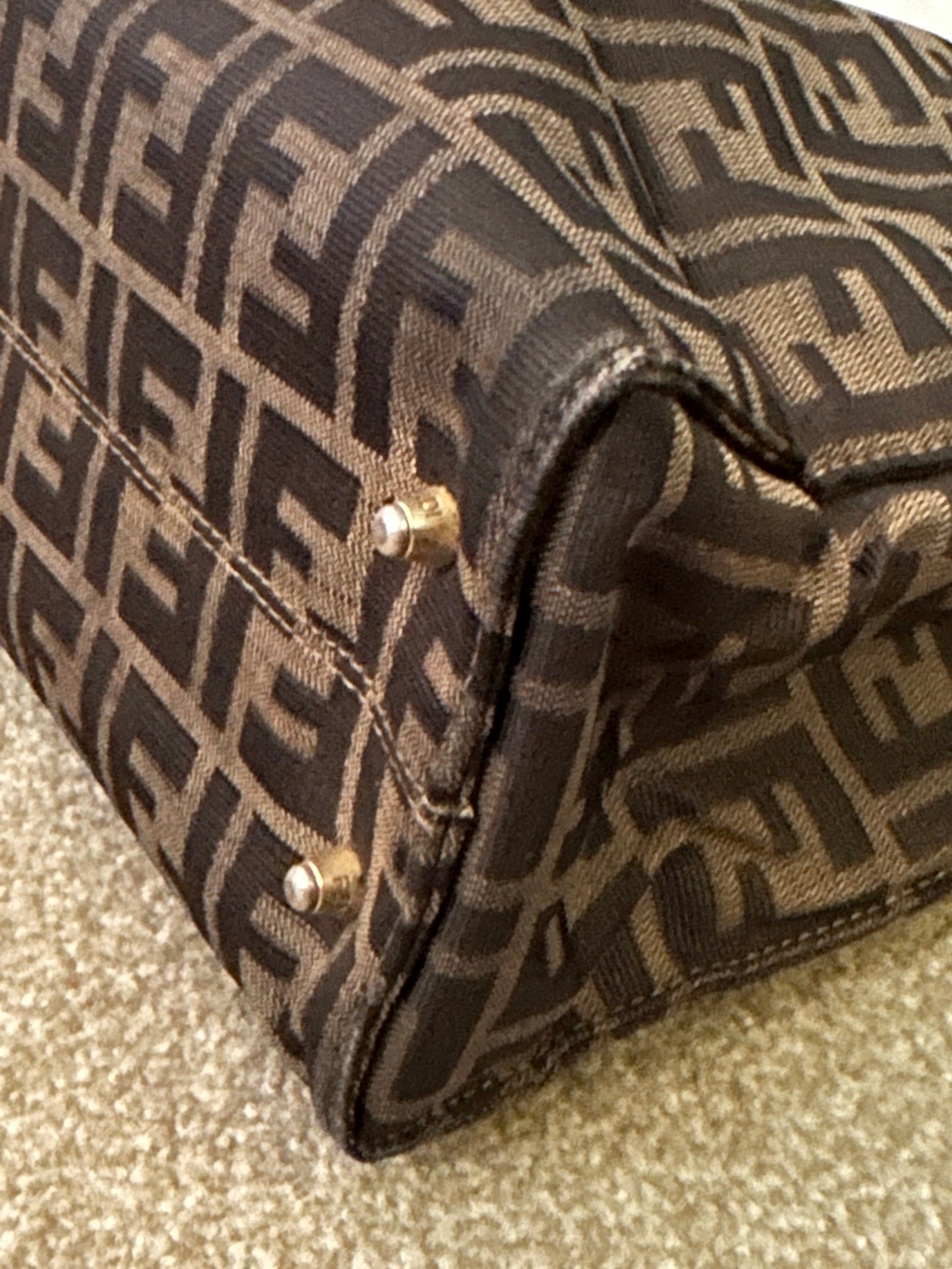 FENDI VINTAGE 100% Authentic Genuine Document Size Hand Bag, Monogram, 2000's, Good Condition