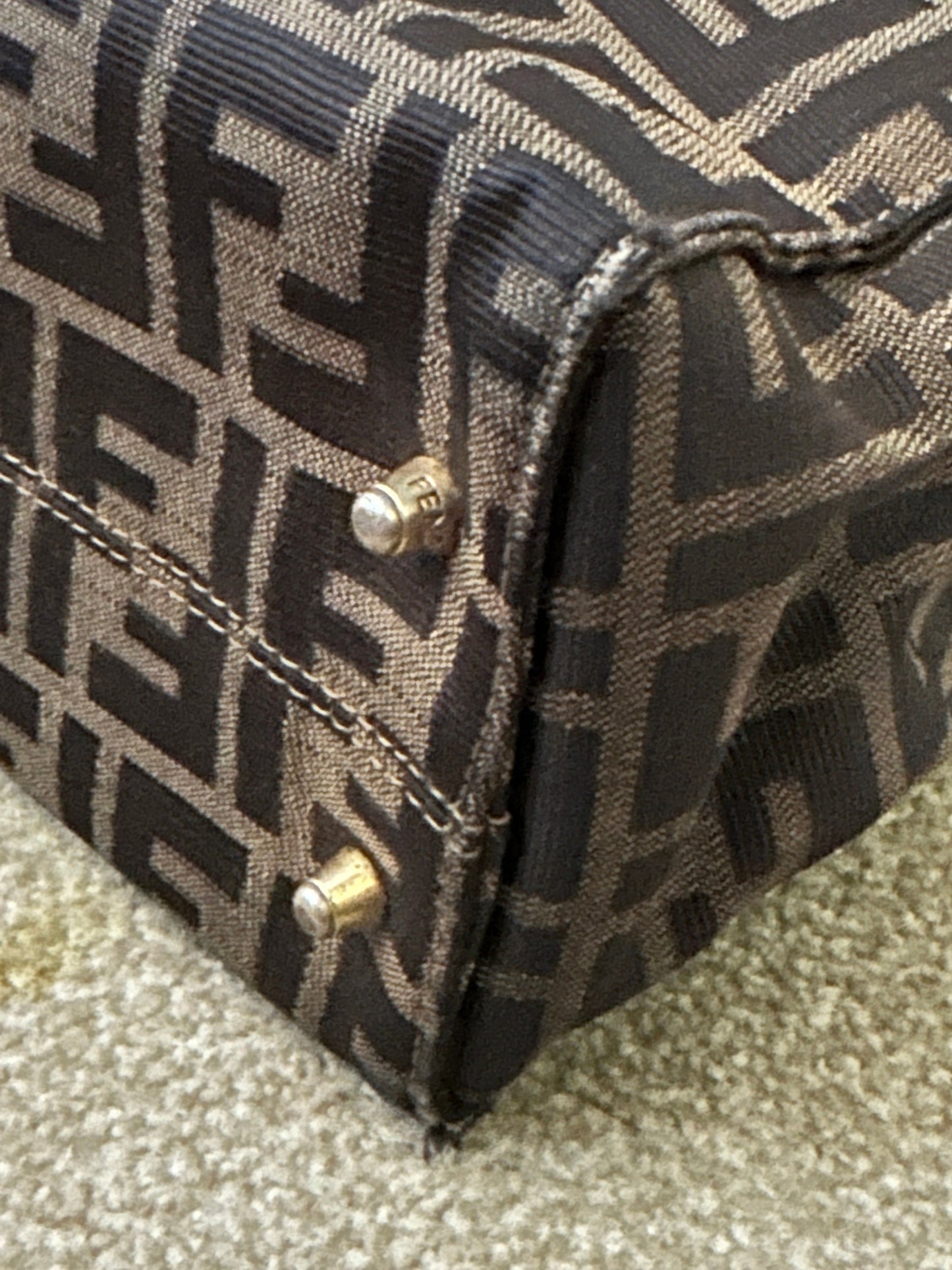 FENDI VINTAGE 100% Authentic Genuine Document Size Hand Bag, Monogram, 2000's, Good Condition