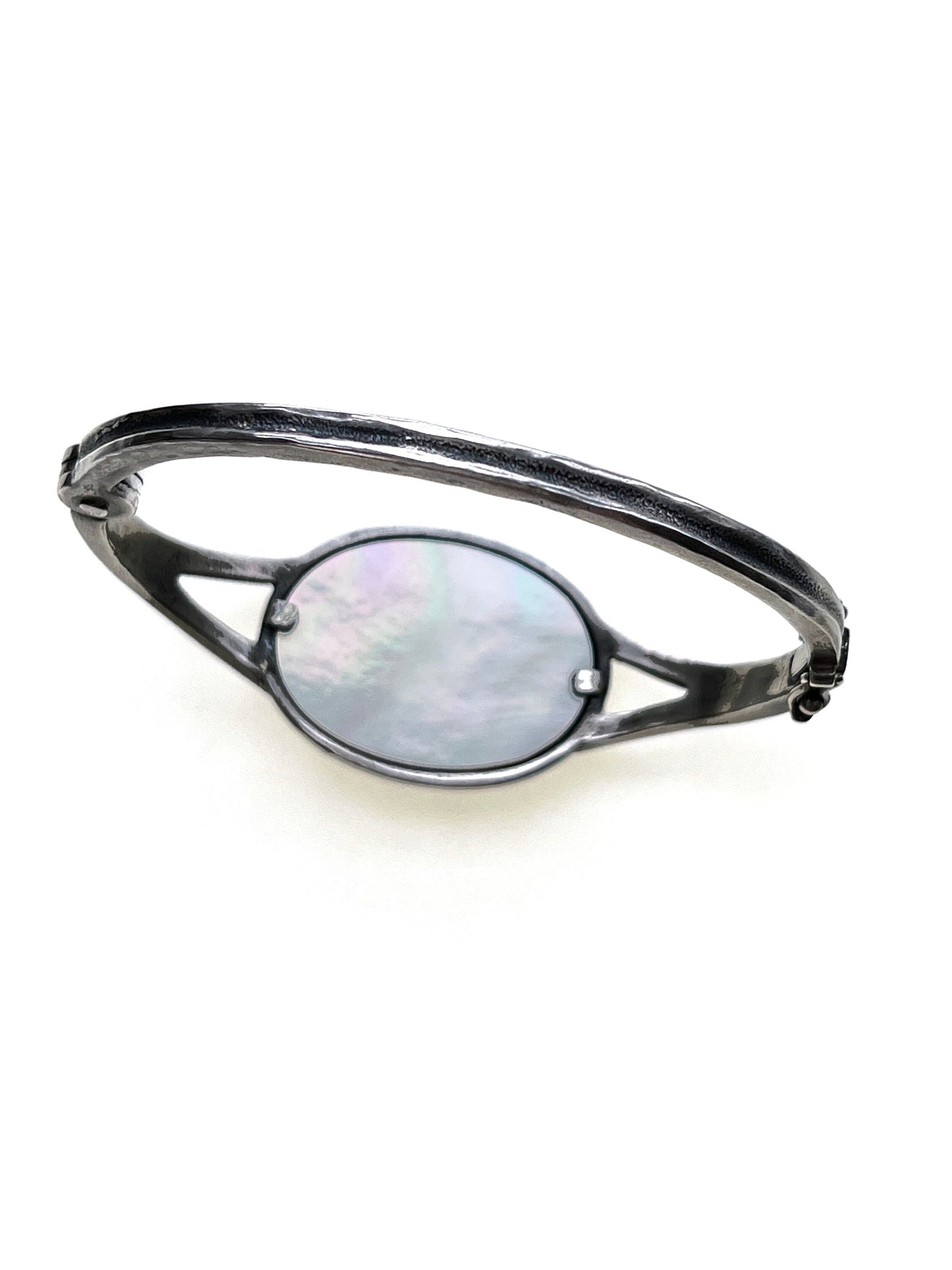 Vintage Perli Mother of Pearl Bangle 835 Silver with PE Brand Stamp, Vintage Jewellery, Rare