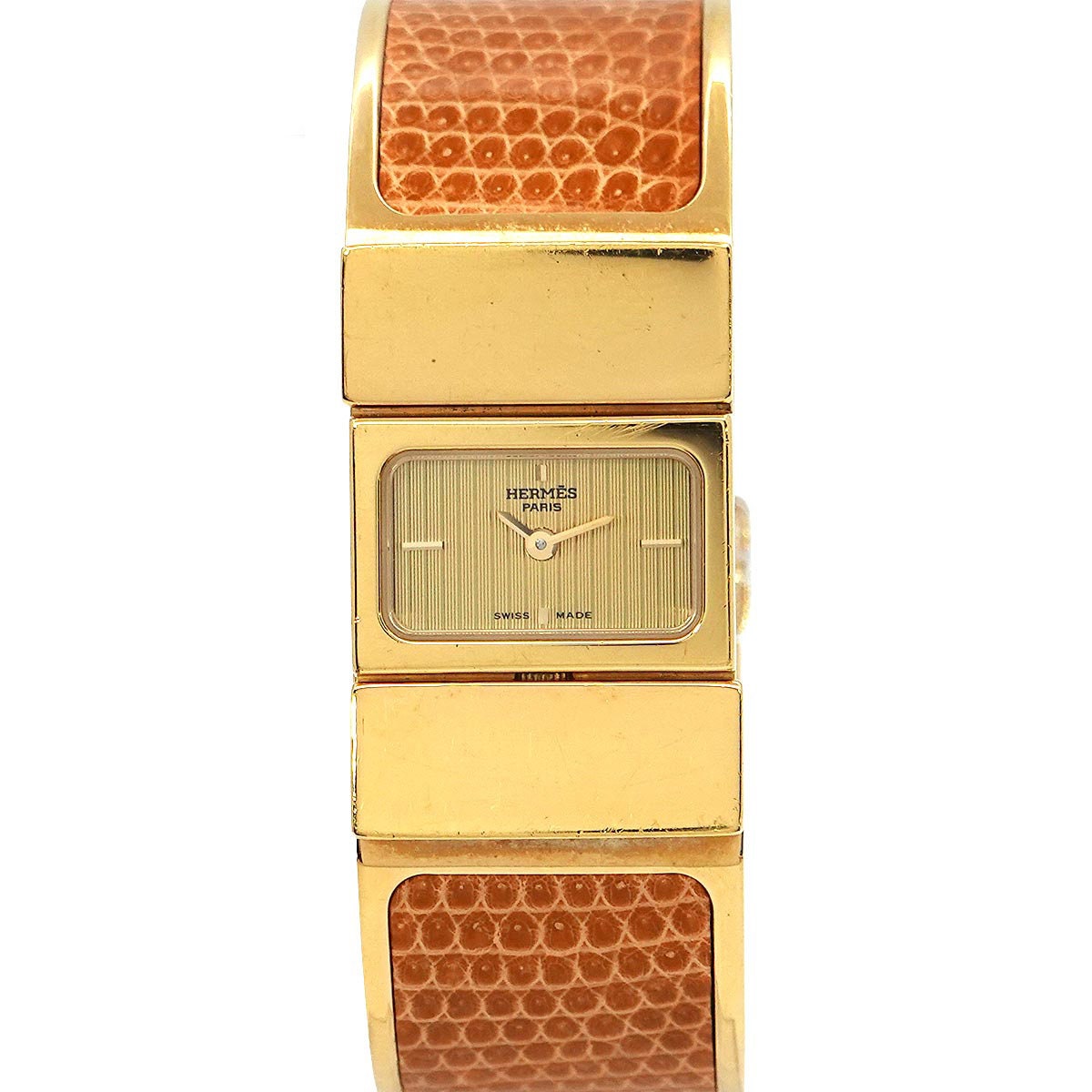 HERMES VINTAGE 100% Authentic Genuine, Location L01 201 Bangle Watch Vintage Ladies Watch Lizard Leather Great Condition, Rare, Grade SA