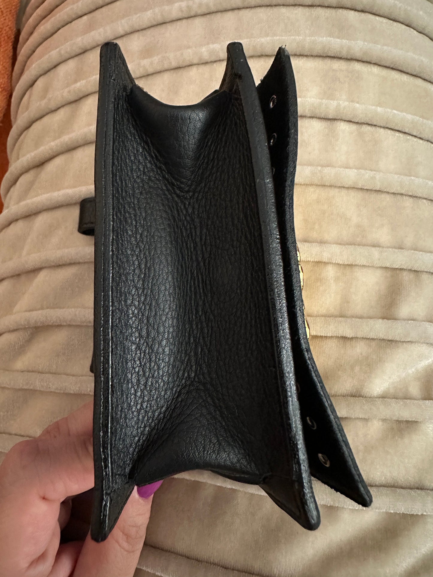 VERSACE VINTAGE 100% Authentic Genuine Gianni Versace Medusa Gold Stud Medusa Sunburst Mini Belt Bag, Black, 1994, Great Condition, Rare