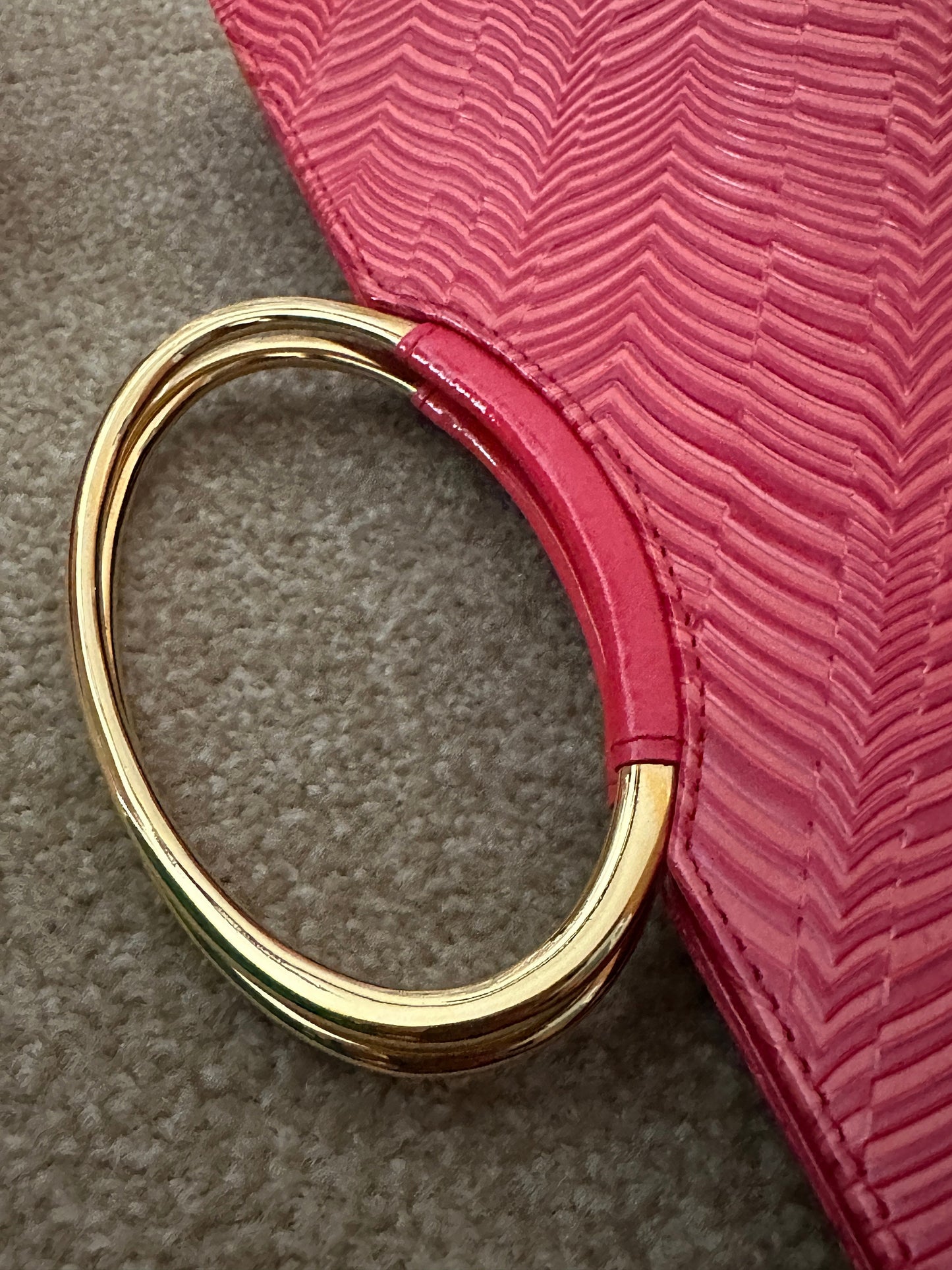 Like New! VERSACE VINTAGE 100% Authentic Genuine, Patent Leather Double Gold Hardware Handle Handbag, Red, late 90's, Grade A