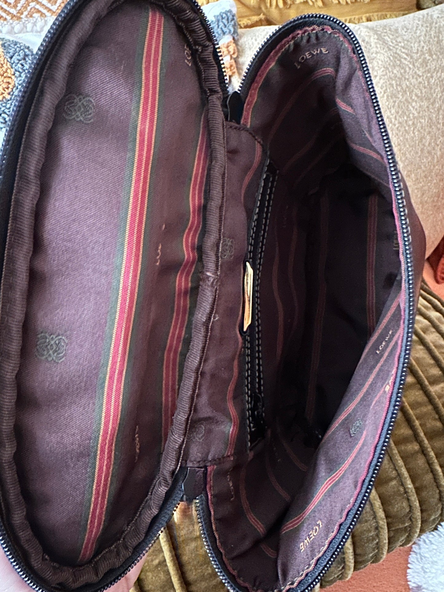 LOEWE VINTAGE 100% Authentic Genuine Top Handle Iconic Velazquez Vanity Bag, Brown / Black, 1990's, Great Condition, Rare