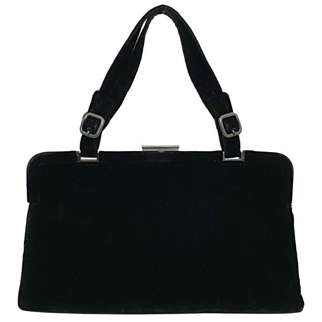 PRADA VINTAGE, 100% Authentic Genuine, Velvet Double Handle Hand Bag, Black, 1990's, Great Condition, Rare, Grade AB