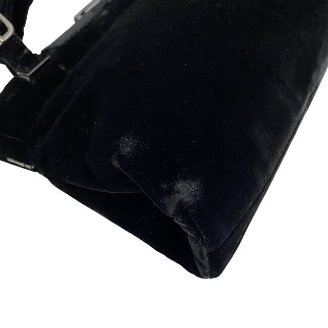 PRADA VINTAGE, 100% Authentic Genuine, Velvet Double Handle Hand Bag, Black, 1990's, Great Condition, Rare, Grade AB