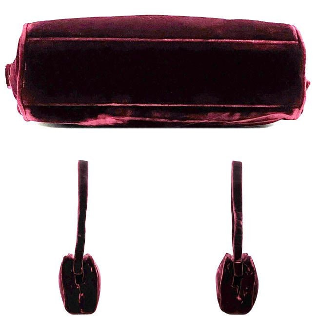 PRADA VINTAGE 100% Authentic Genuine, Velvet Shoulder Bag, Dark Red, 1990's, Great Condition, Rare, Grade AB