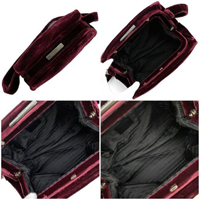 PRADA VINTAGE 100% Authentic Genuine, Velvet Shoulder Bag, Dark Red, 1990's, Great Condition, Rare, Grade AB