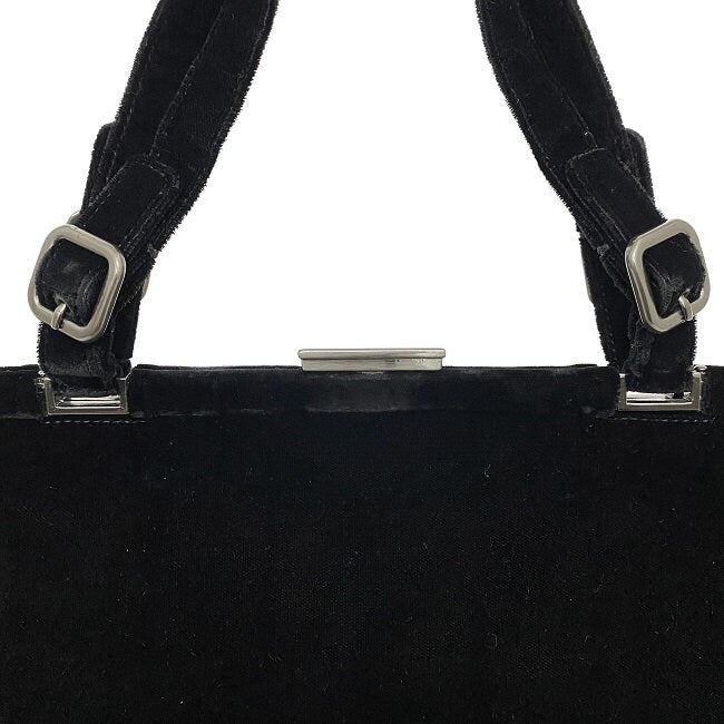 PRADA VINTAGE, 100% Authentic Genuine, Velvet Double Handle Hand Bag, Black, 1990's, Great Condition, Rare, Grade AB