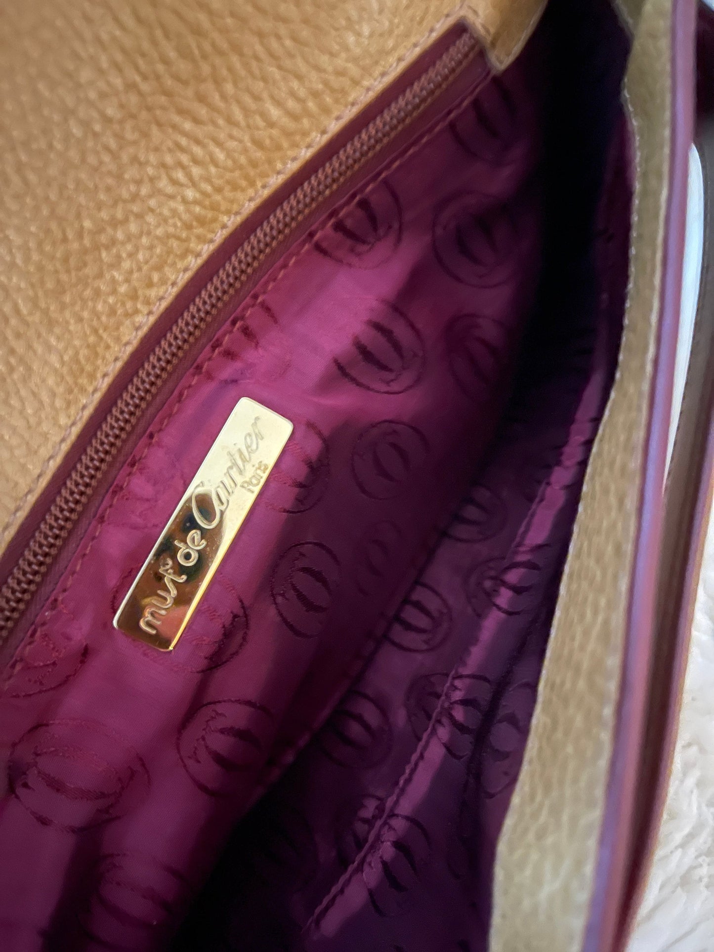 CARTIER VINTAGE 100% Authentic Genuine, Must de Cartier Leather Clutch Bag, Mustard Yellow, 1990's, Great Condition, Grade AB