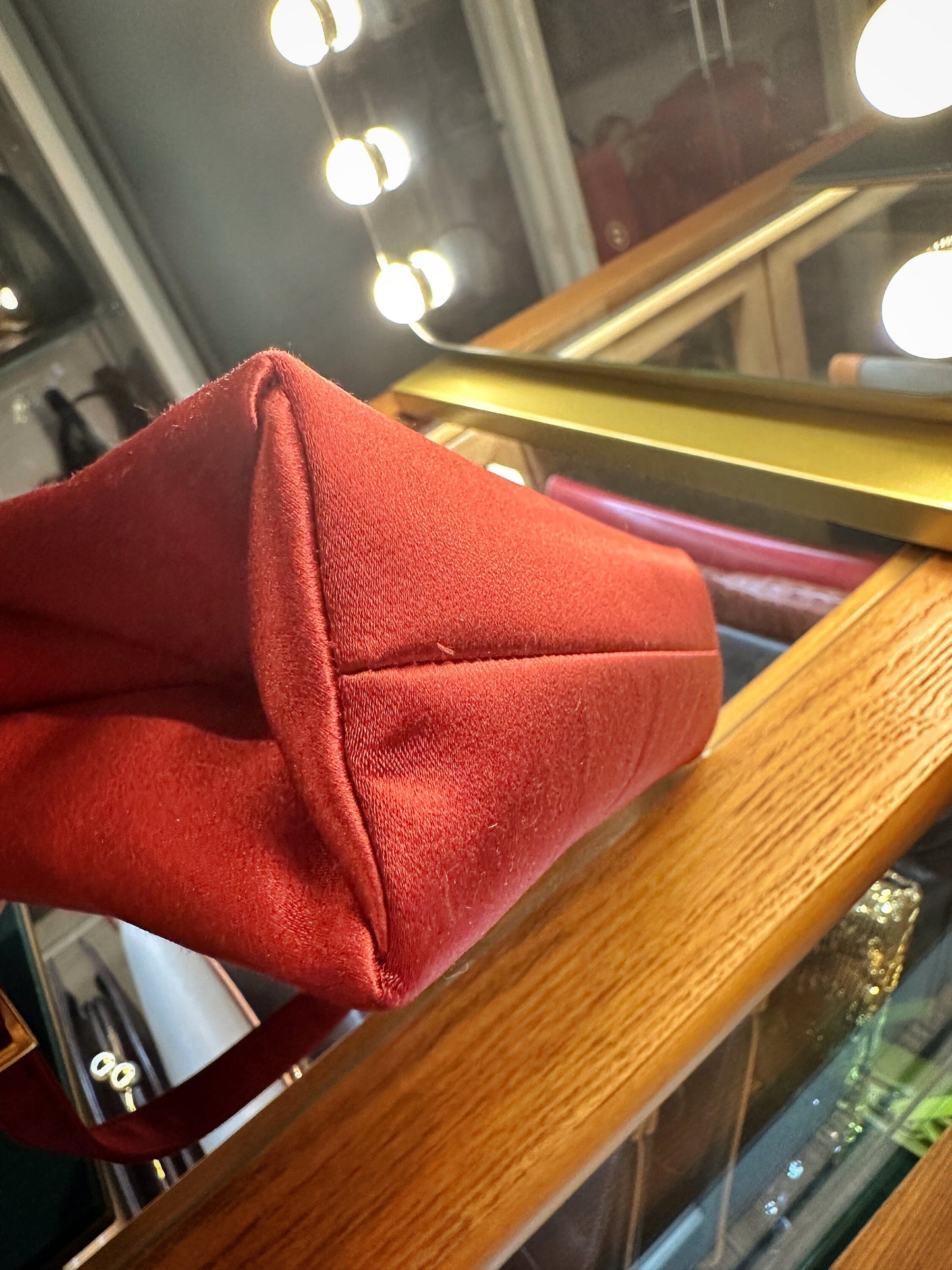PRADA VINTAGE, 100% Authentic Genuine, Stin Double Handle Hand Bag, Red, 1990's, Great Condition, Rare, Grade AB