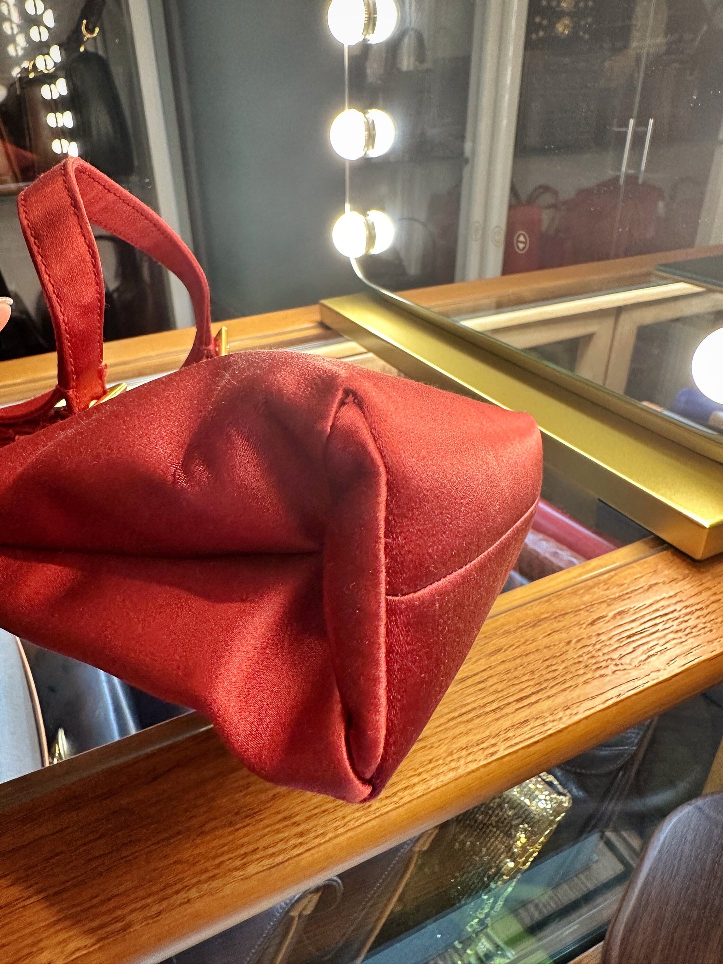 PRADA VINTAGE, 100% Authentic Genuine, Stin Double Handle Hand Bag, Red, 1990's, Great Condition, Rare, Grade AB