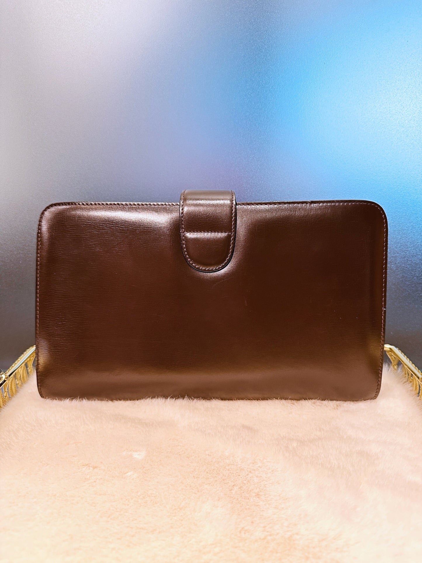 GUCCI VINTAGE 100% Authentic Genuine Leather Clutch / Cross Body Two Way Bag, Late 70's - Early 80's, Dark Brown, Good Condition