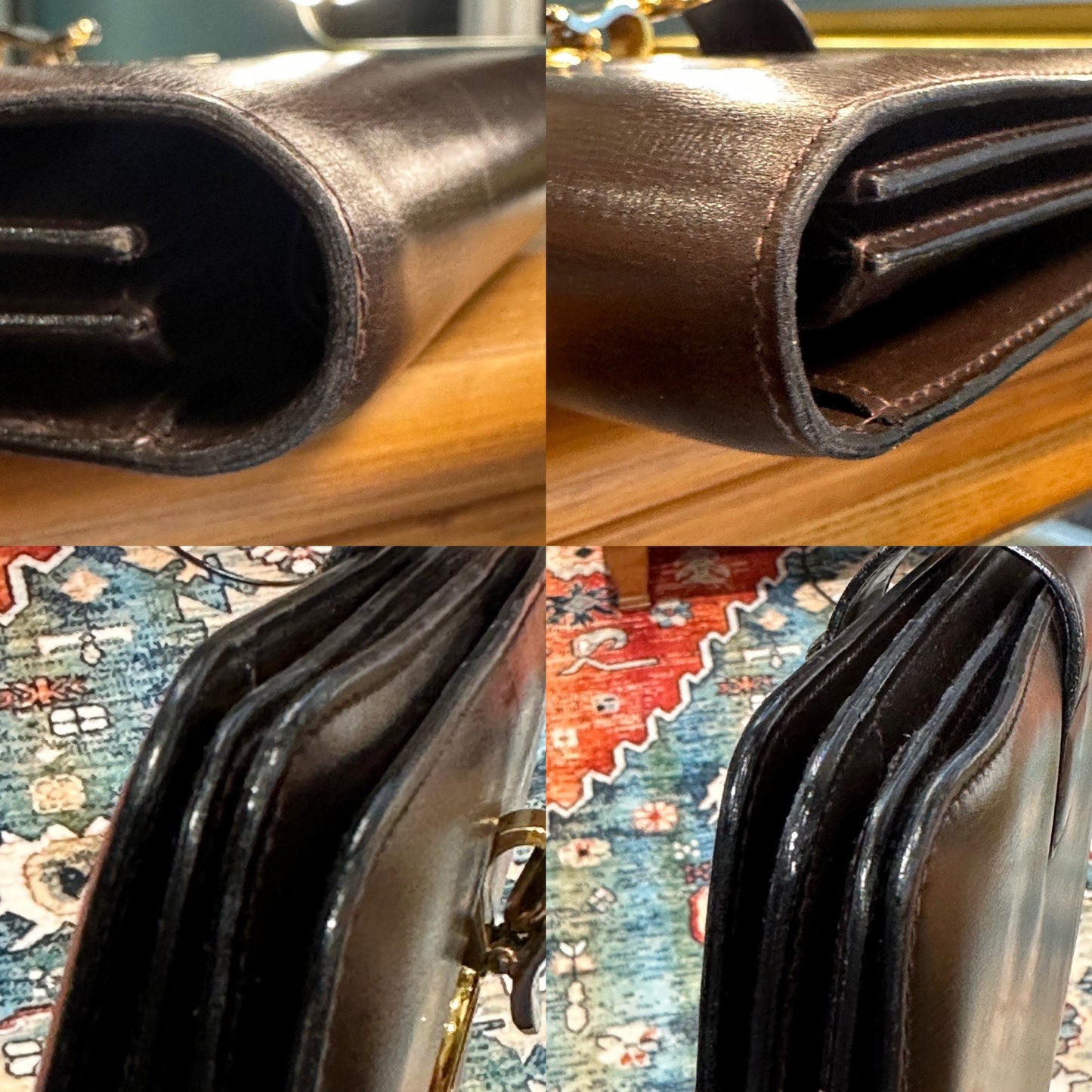 GUCCI VINTAGE 100% Authentic Genuine Leather Clutch / Cross Body Two Way Bag, Late 70's - Early 80's, Dark Brown, Good Condition