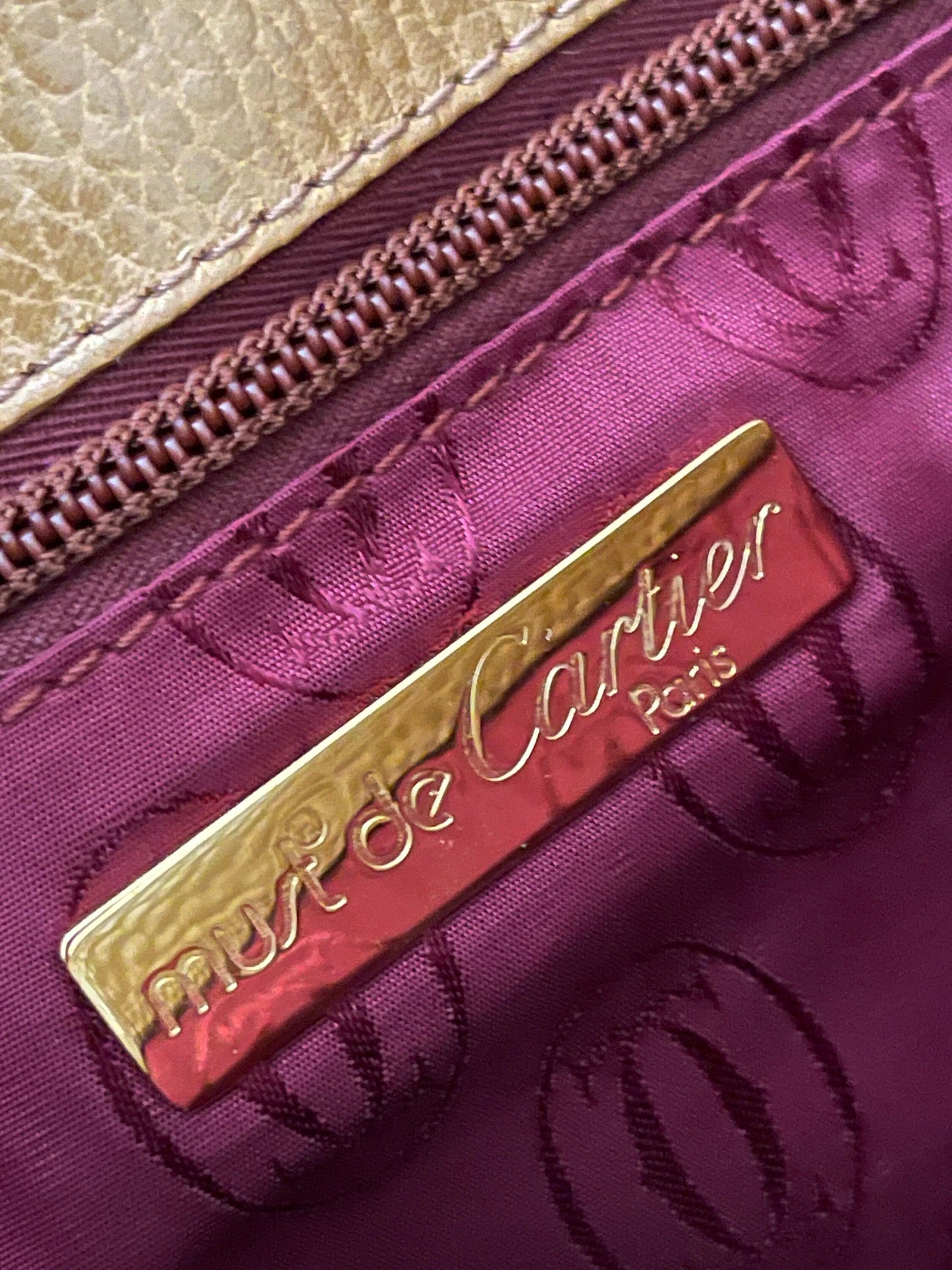 CARTIER VINTAGE 100% Authentic Genuine, Must de Cartier Leather Clutch Bag, Mustard Yellow, 1990's, Great Condition, Grade AB