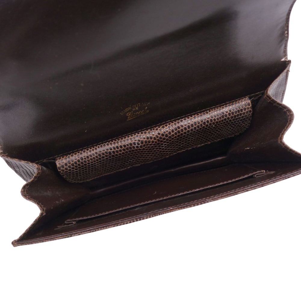 GUCCI VINTAGE 100% Authentic Genuine Lizard Leather Clutch, Brown, 1980's, Great Condition