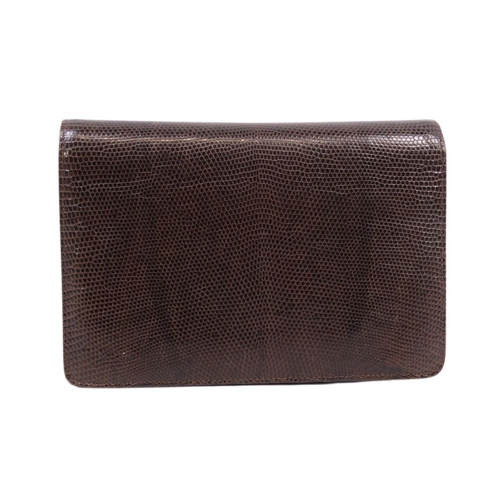 GUCCI VINTAGE 100% Authentic Genuine Lizard Leather Clutch, Brown, 1980's, Great Condition