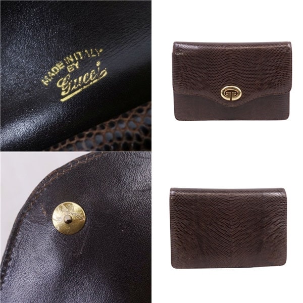 GUCCI VINTAGE 100% Authentic Genuine Lizard Leather Clutch, Brown, 1980's, Great Condition