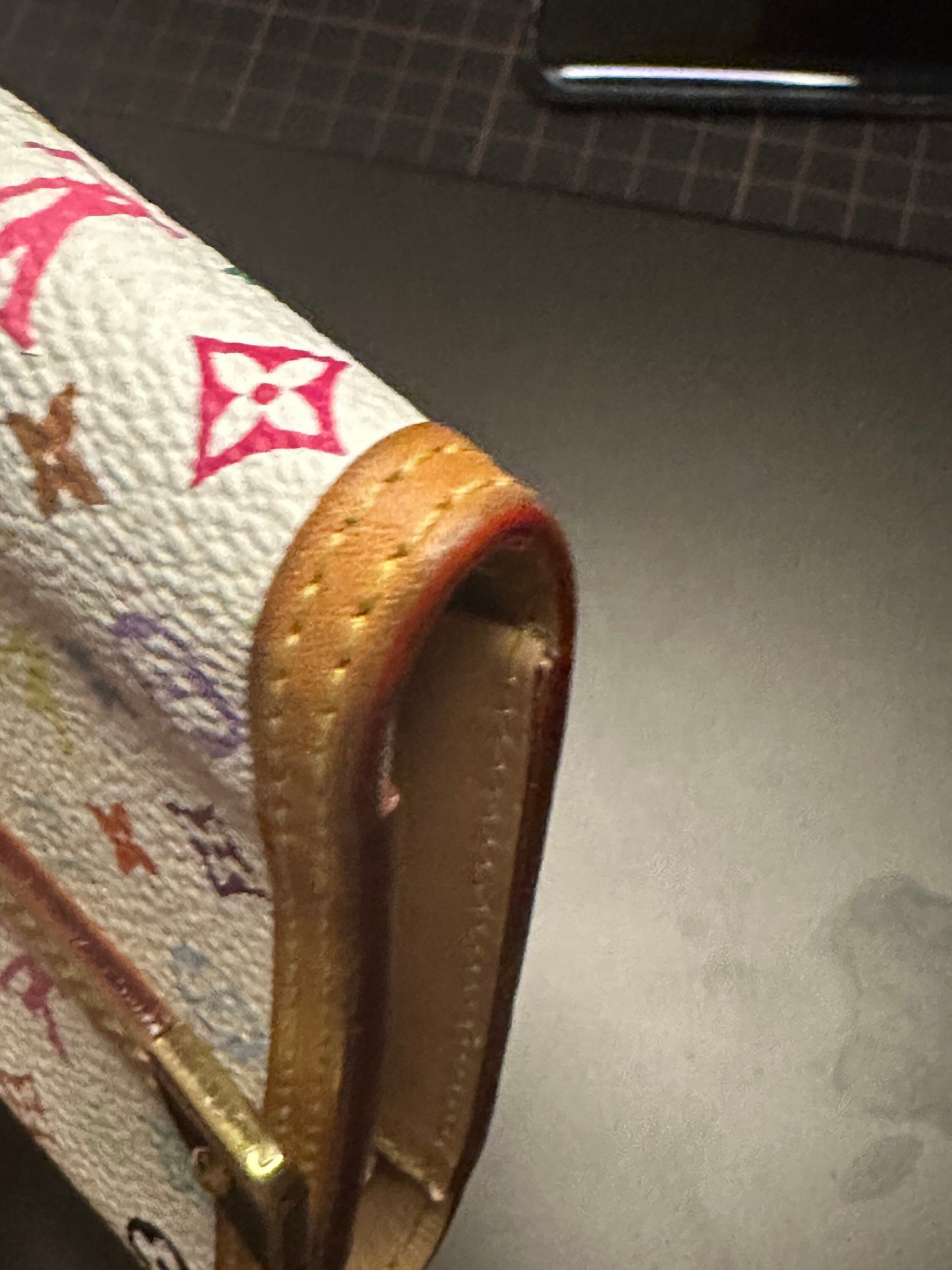 LOUIS VUITTON x Takashi Murakami Vintage 100% Authentic Genuine Long Wallet, Monogram Multi-color on White, Great Condition, Grade B