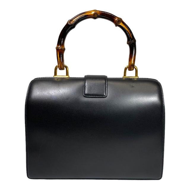 GUCCI VINTAGE 100% Authentic Genuine, Logo Embossed Top Handle Turn Lock Handbag, Black, late 1980's-early 1990's, Great Condition, Grade AB