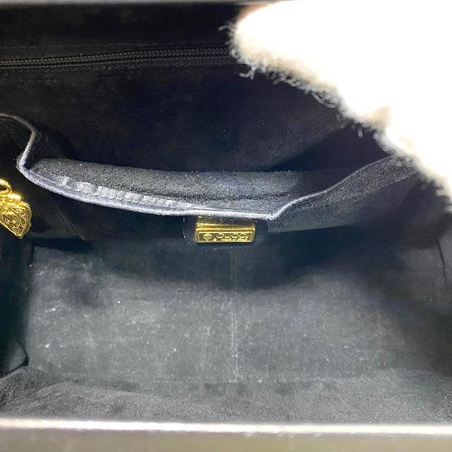 GUCCI VINTAGE 100% Authentic Genuine, Logo Embossed Top Handle Turn Lock Handbag, Black, late 1980's-early 1990's, Great Condition, Grade AB