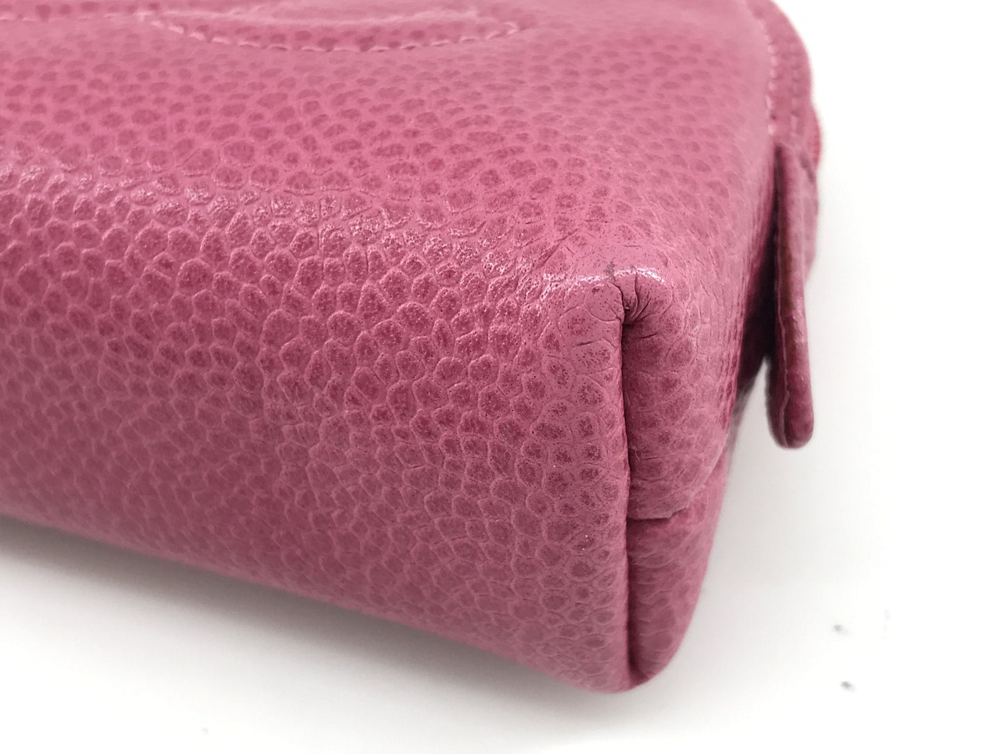 CHANEL VINTAGE 100% Authentic Genuine, Caviar Skin Coin Pouch Coin Purse Coin Case 1990's, Great Condition, Grade AB, with Box